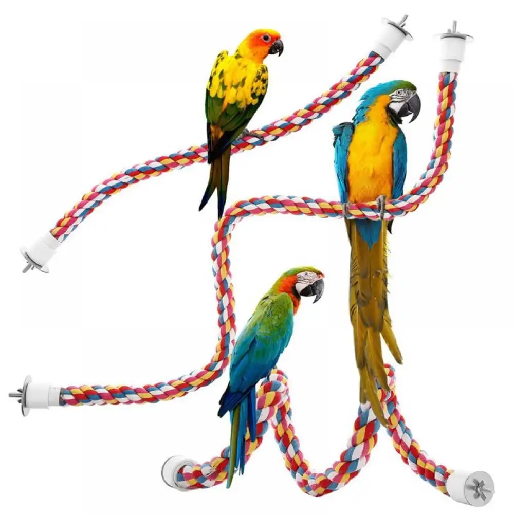 Bird Spiral Rope Perch. Cotton Parrot Swing Climbing Standing Toys For Macaws cokatoos.African Grey and a Variety of Amazon Parrots