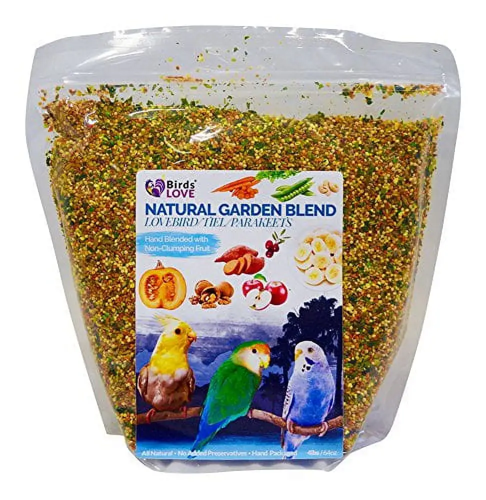 Birds LOVE All Natural Garden Blend Bird Food for Small Birds - Lovebirds. Cockatiels. Parakeets and Parrotlets 4lb