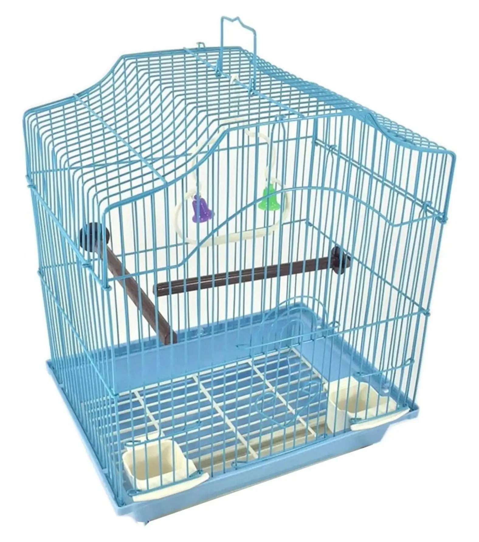 Blue 14-inch Small Parakeet Wire Cage for Budgie Parakeets Finches Canaries Lovebirds Small Parrots Cockatiels Green Cheek Conure Perfect Travel Cage and Hanging House