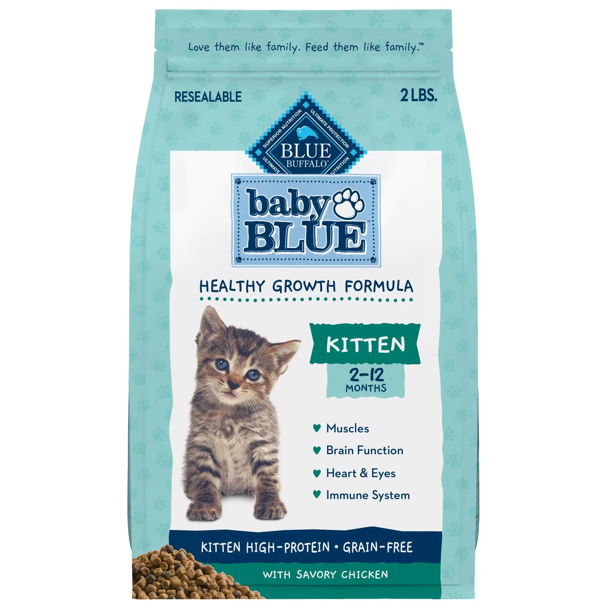 Blue Buffalo Baby BLUE Natural Kitten Dry Cat Food for Healthy Growth. Chicken. 2-lb. Bag