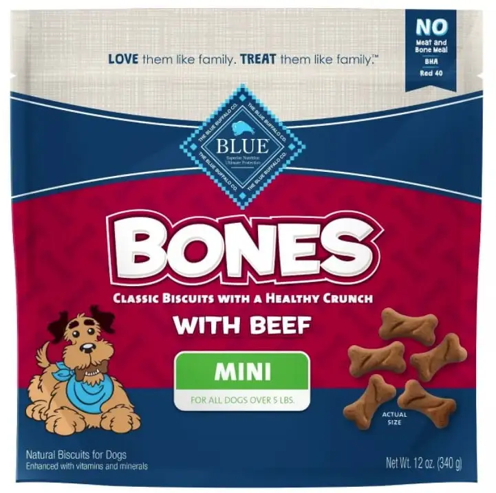 Blue Buffalo Classic Bone Biscuits with Beef Mini 12 oz Pack of 3