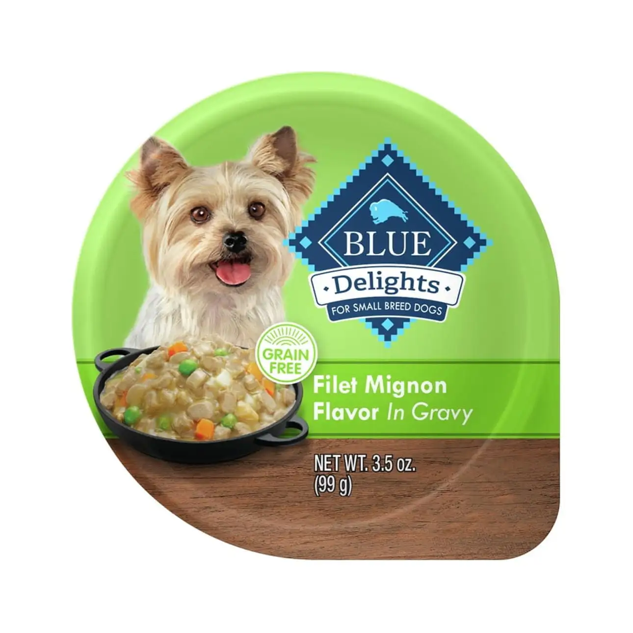 Blue Buffalo Delights Small Breed Filet Mignon Flavor in Hearty Gravy Wet Dog Food for Adult Dogs. Grain-Free. 3.5 oz. Cup