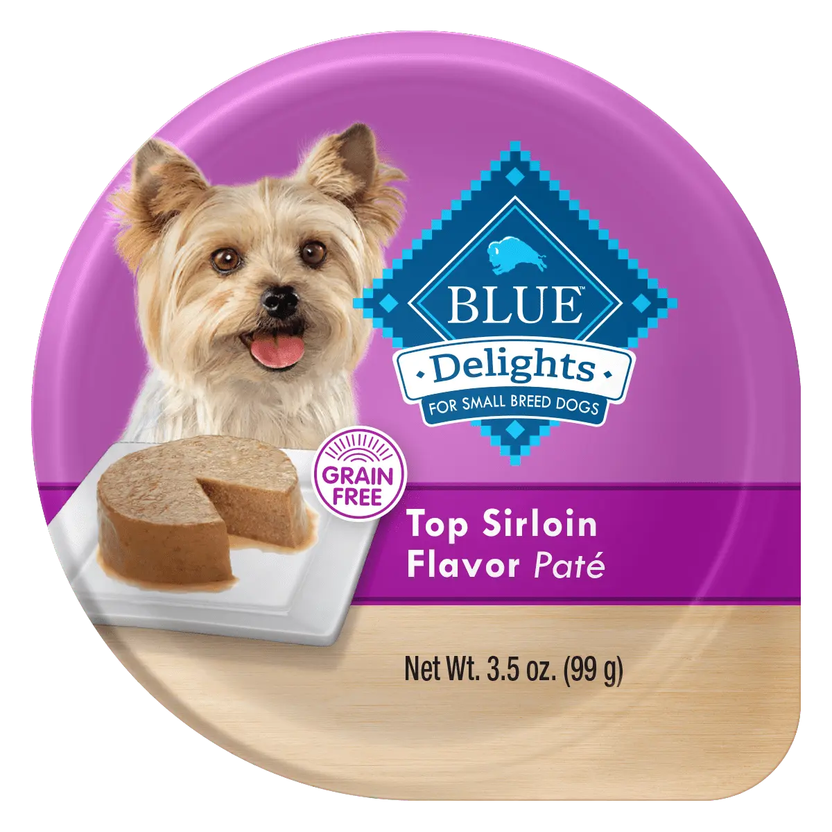 Blue Buffalo Delights Small Breed Top Sirloin Flavor in Savory Juice Pate Wet Dog Food for Adult Dogs. Grain-Free. 3.5 oz. Cup