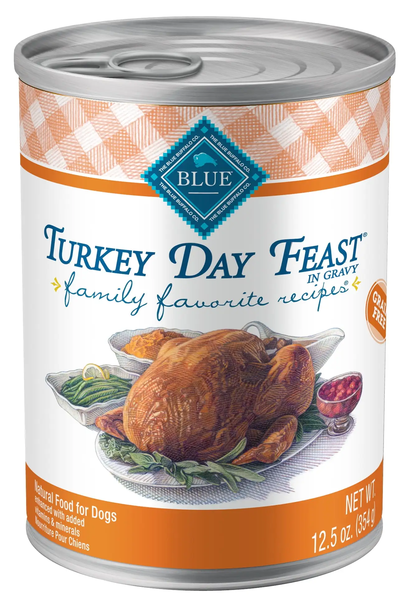 Blue Buffalo Family Favorites Natural Adult Wet Dog Food. Turkey Day Feast 12.5-oz can (Pack of 12)