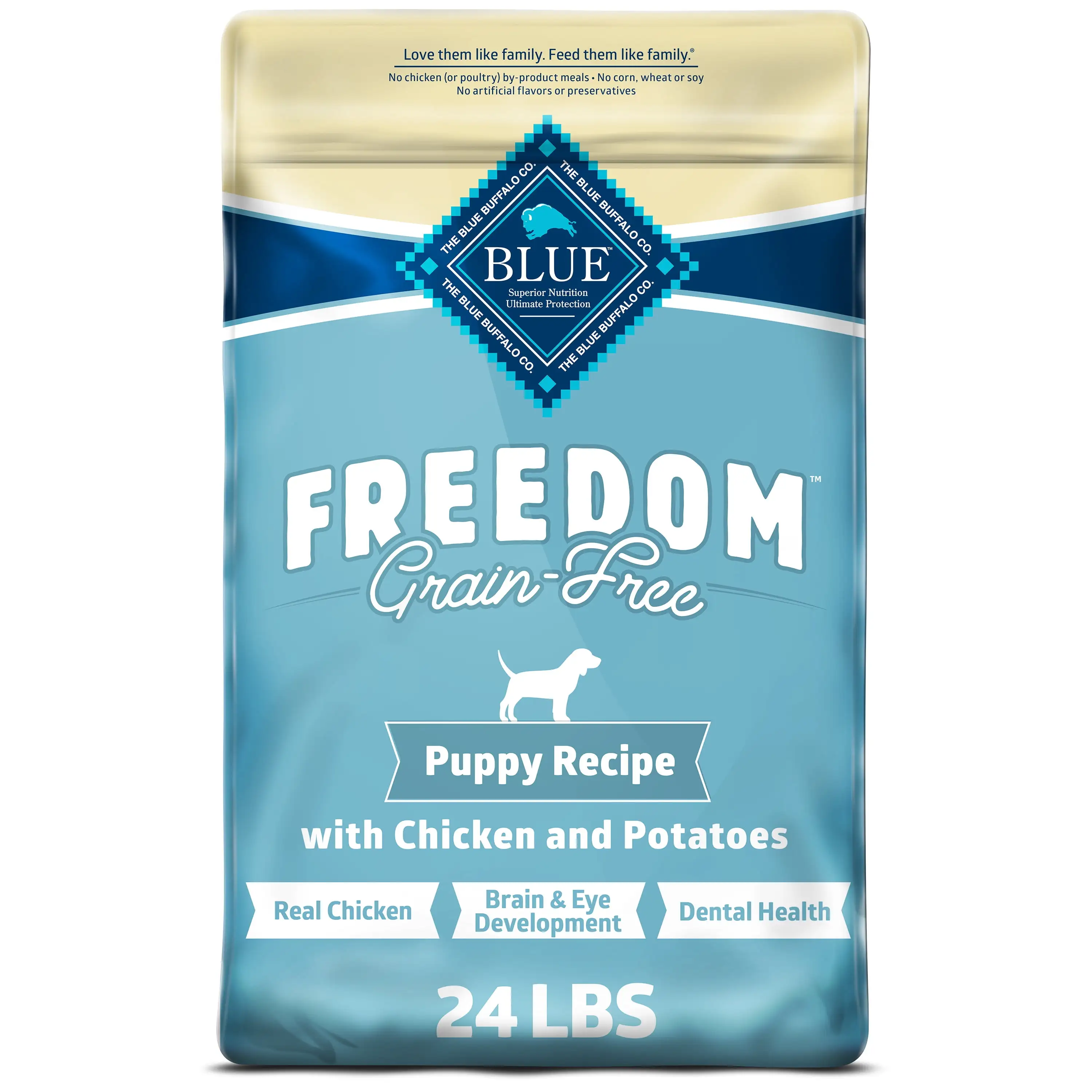 Blue Buffalo Freedom Chicken Dry Dog Food for Puppies. Grain-Free. 24 lb. Bag