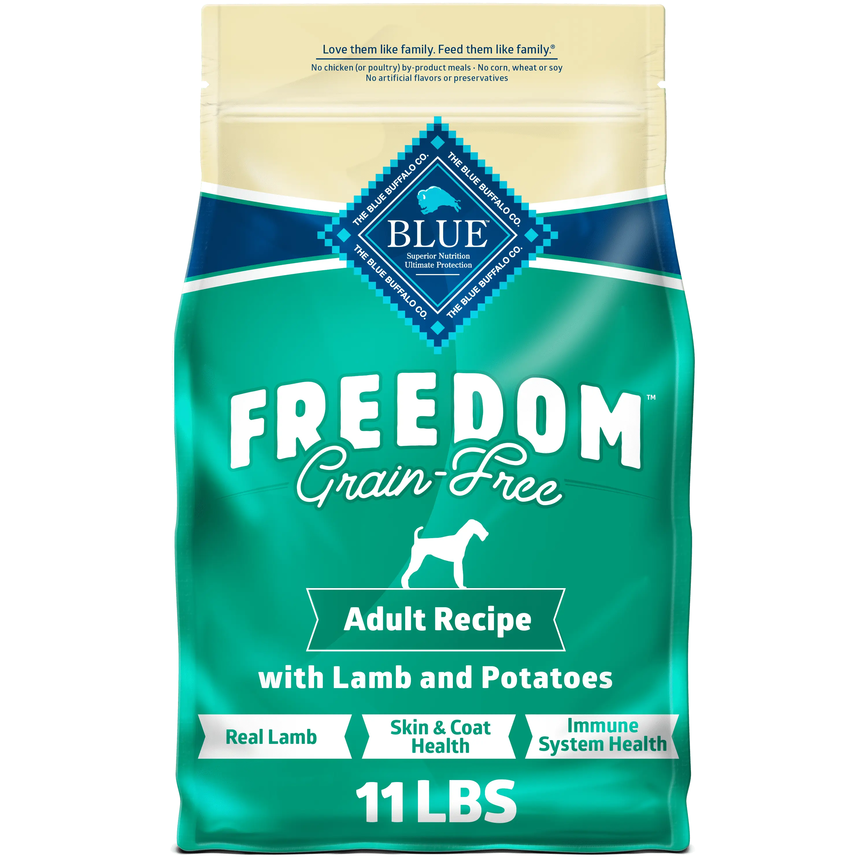 Blue Buffalo Freedom Grain-Free Adult Dry Dog Food. Lamb & Potatoes. 11-lb. Bag