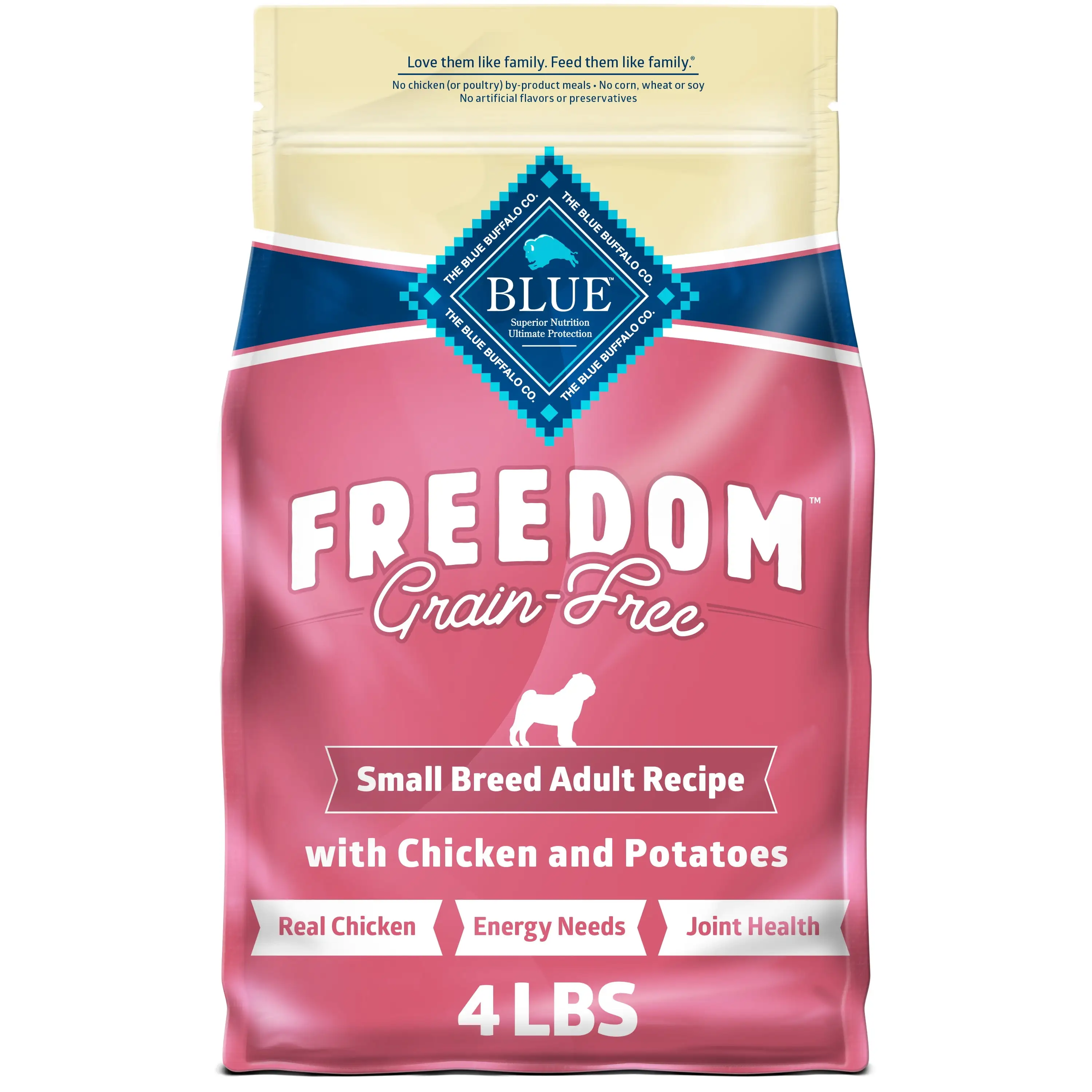 Blue Buffalo Freedom Grain-Free Small Breed Adult Dry Dog Food. Chicken & Potatoes. 4 lbs.