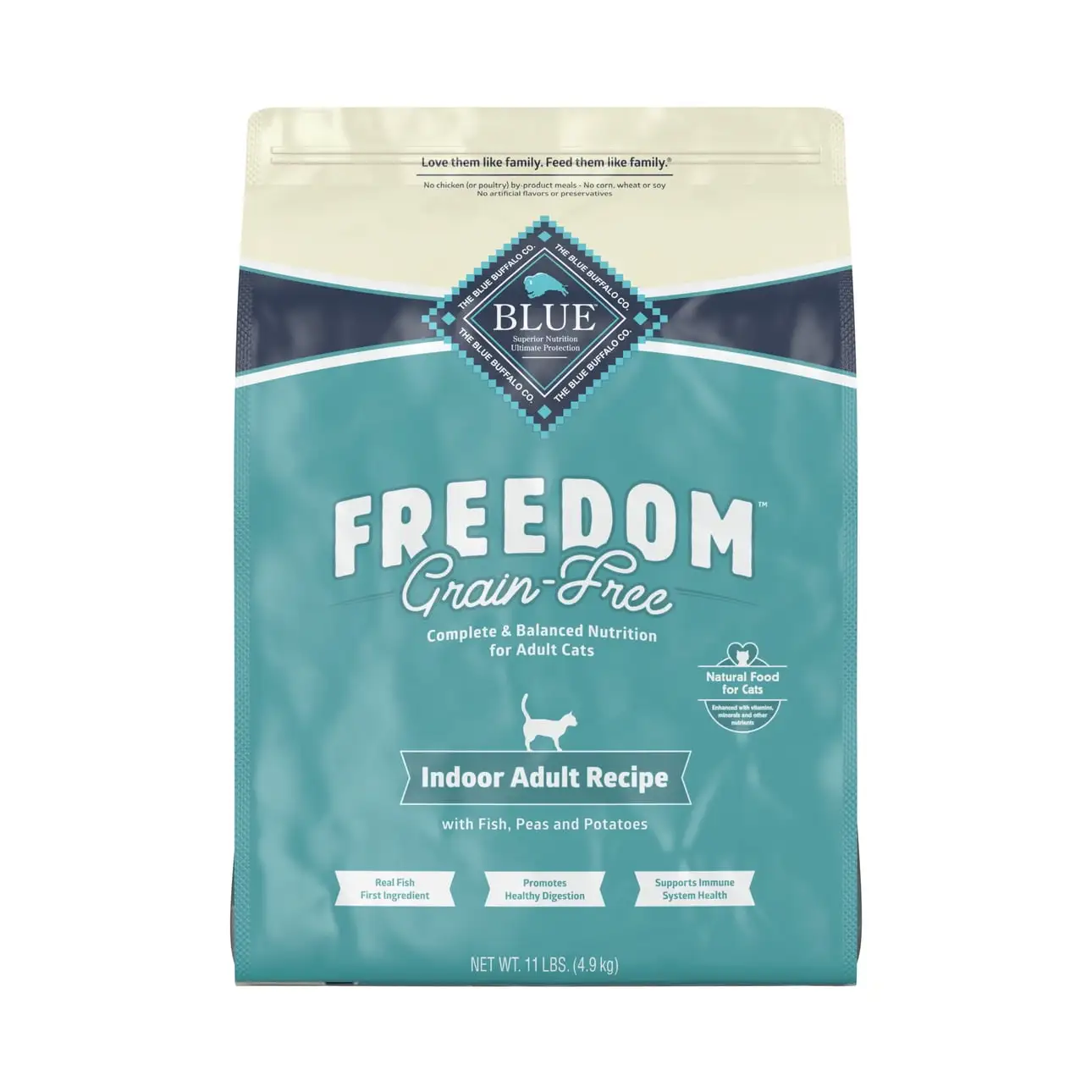 Blue Buffalo Freedom Indoor Fish Dry Cat Food for Adult Cats. Grain-Free. 11 lb. Bag