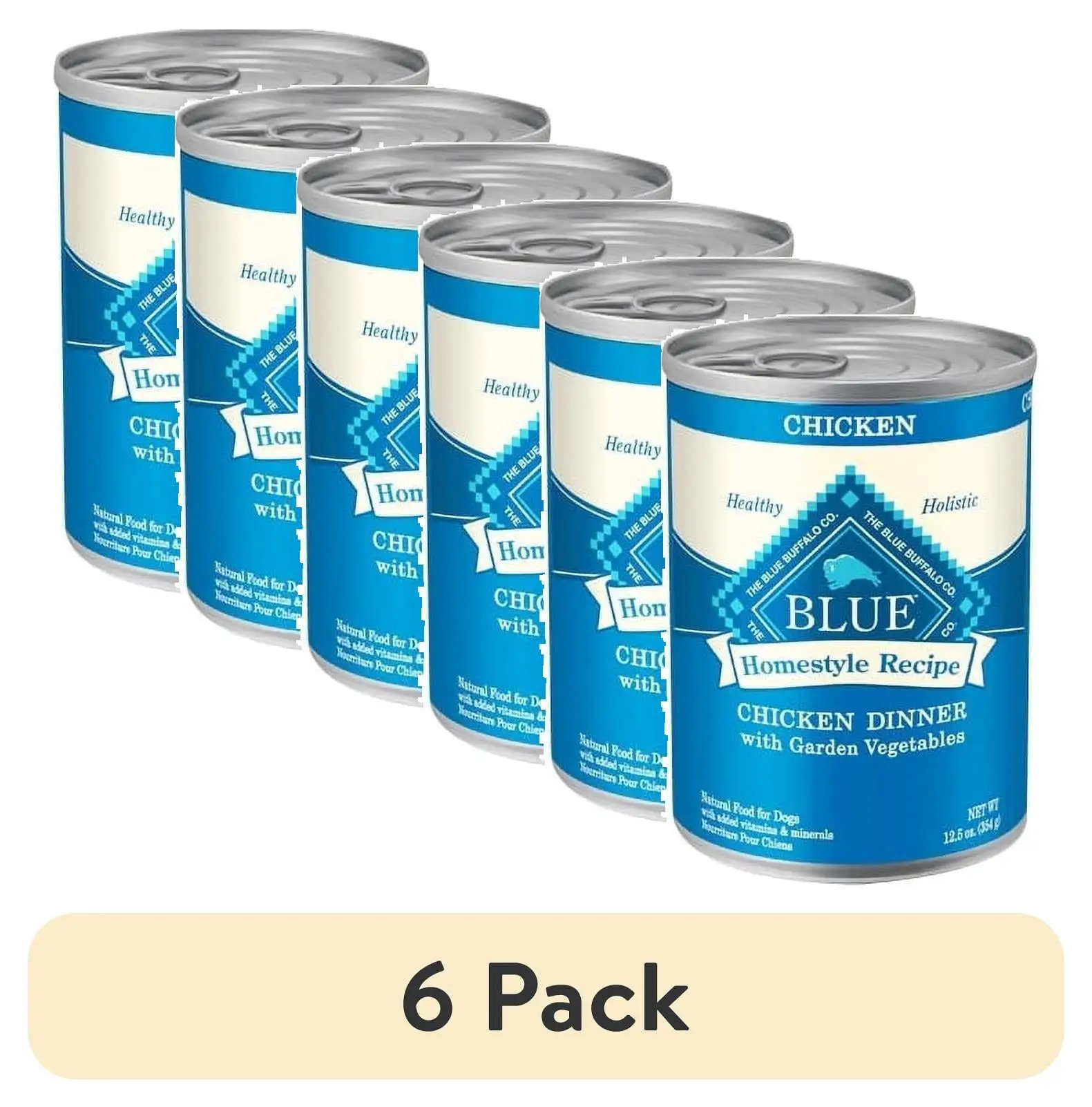 (6 pack) Blue Buffalo Homestyle Recipe Chicken Pate Wet Dog Food for Adult Dogs. Whole Grain. 12.5 oz. Can