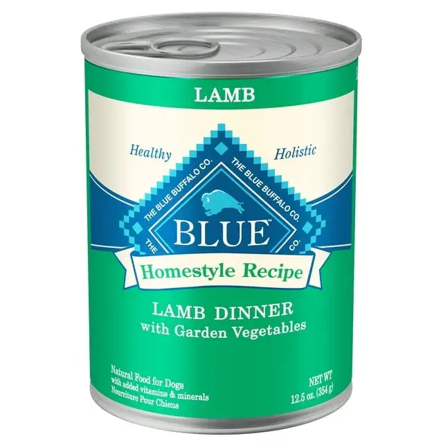 Blue Buffalo Homestyle Recipe Lamb Pate Wet Dog Food for Adult Dogs. Whole Grain. 12.5 oz. Can