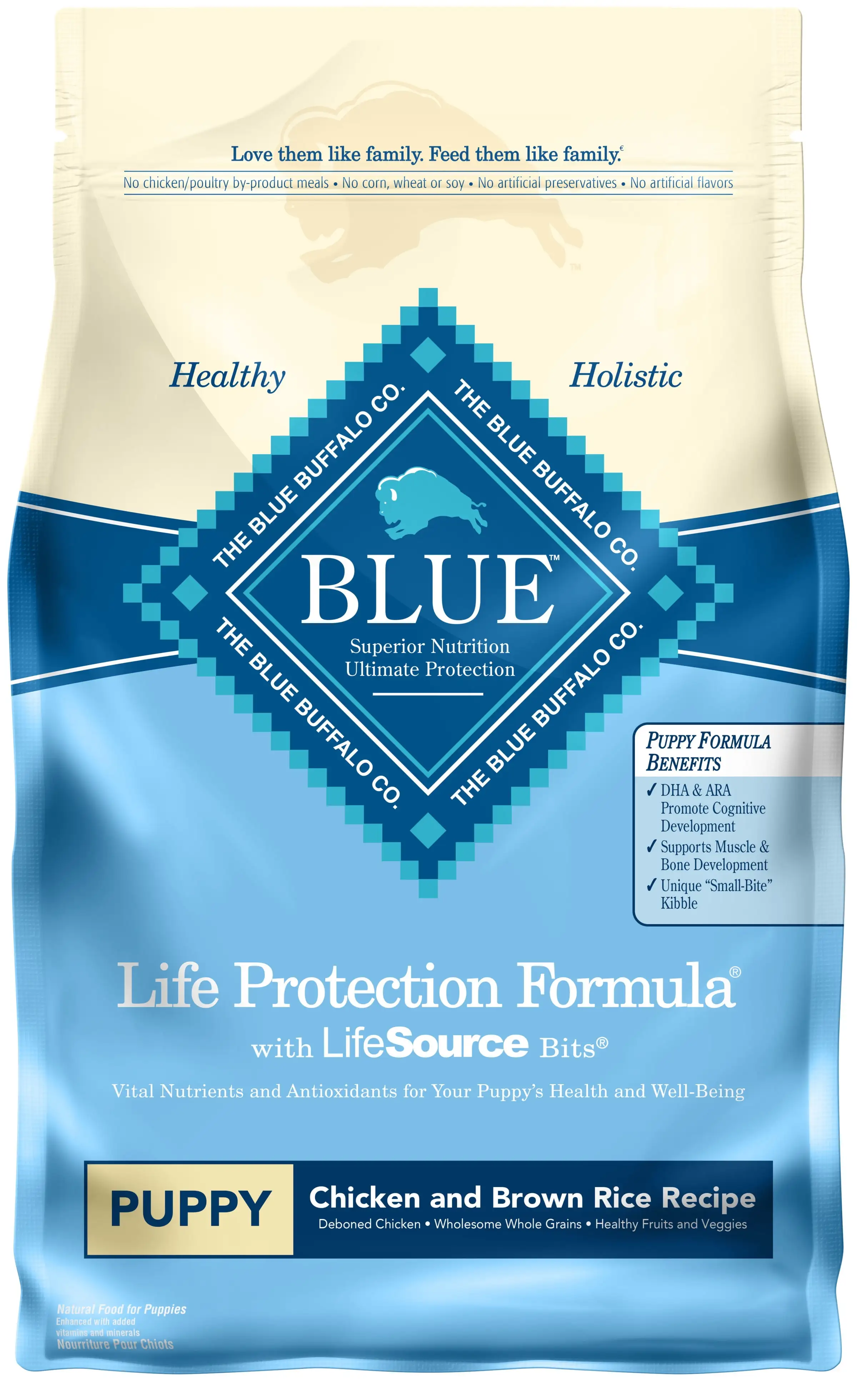 Blue Buffalo Life Protection Formula Chicken and Brown Rice Dry Dog Food for Puppies. Whole Grain. 6 lb. Bag