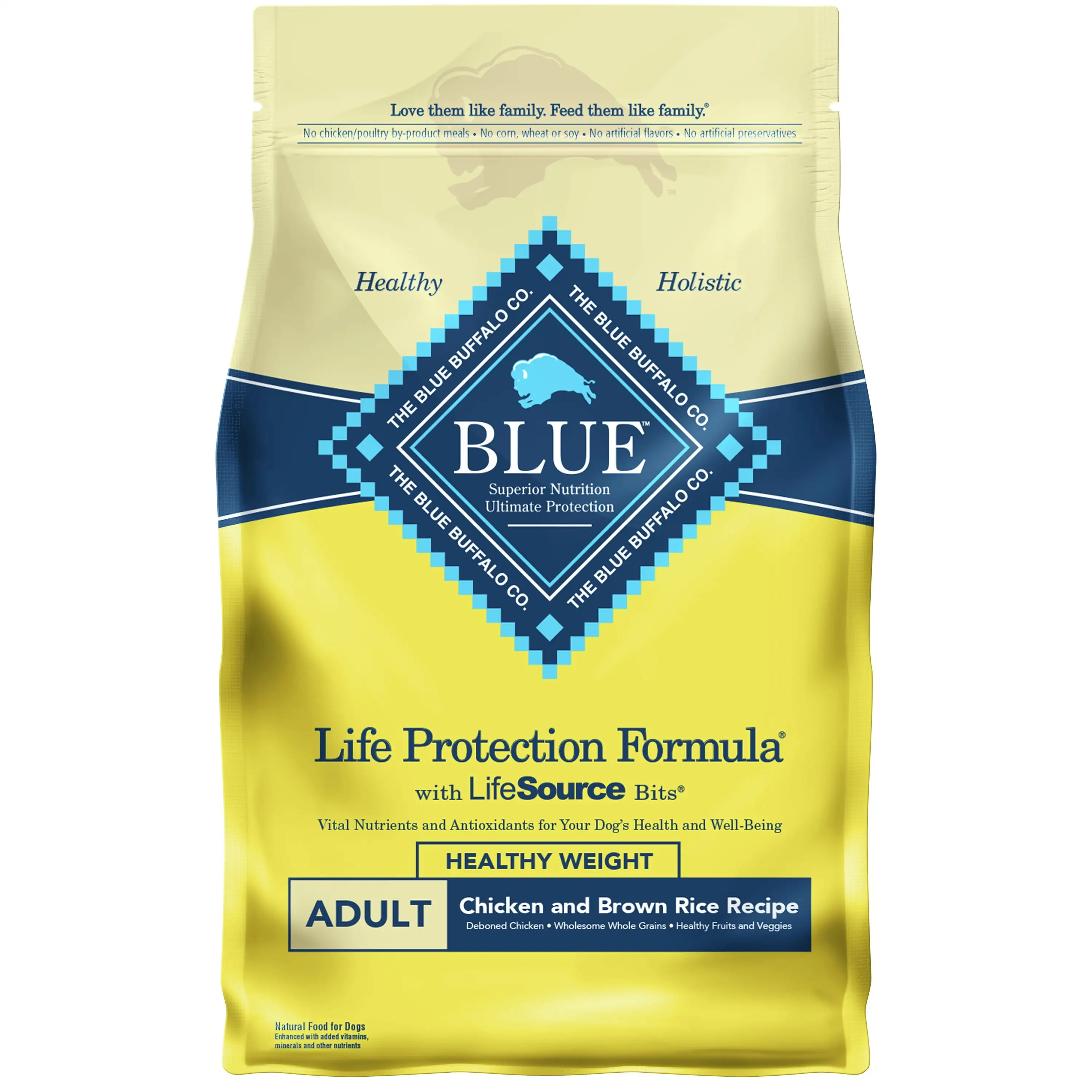 Blue Buffalo Life Protection Formula Healthy Weight Chicken and Brown Rice Dry Dog Food for Adult Dogs. Whole Grain. 6 lb. Bag