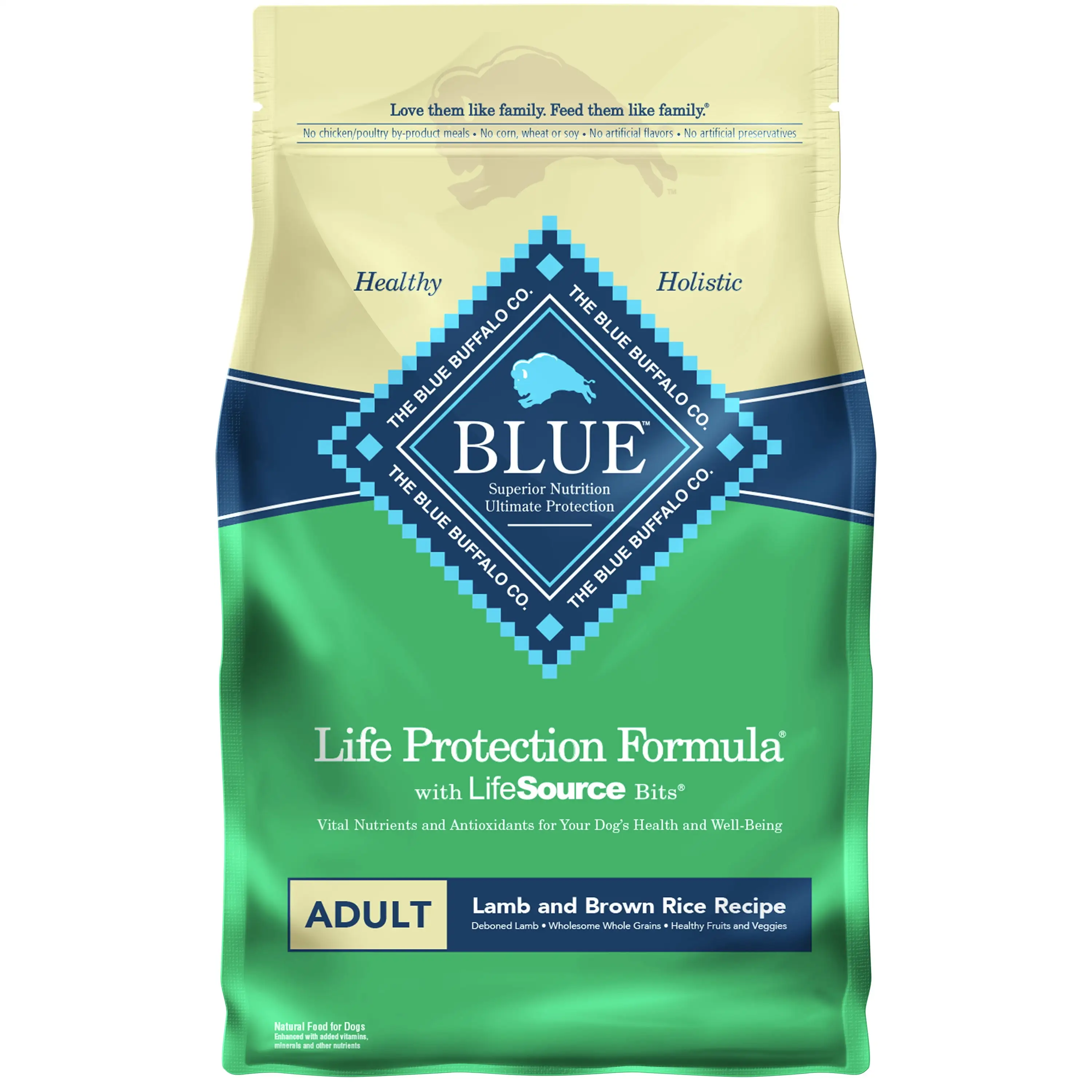 Blue Buffalo Life Protection Formula Lamb and Brown Rice Dry Dog Food for Adult Dogs. Whole Grain. 6 lb. Bag