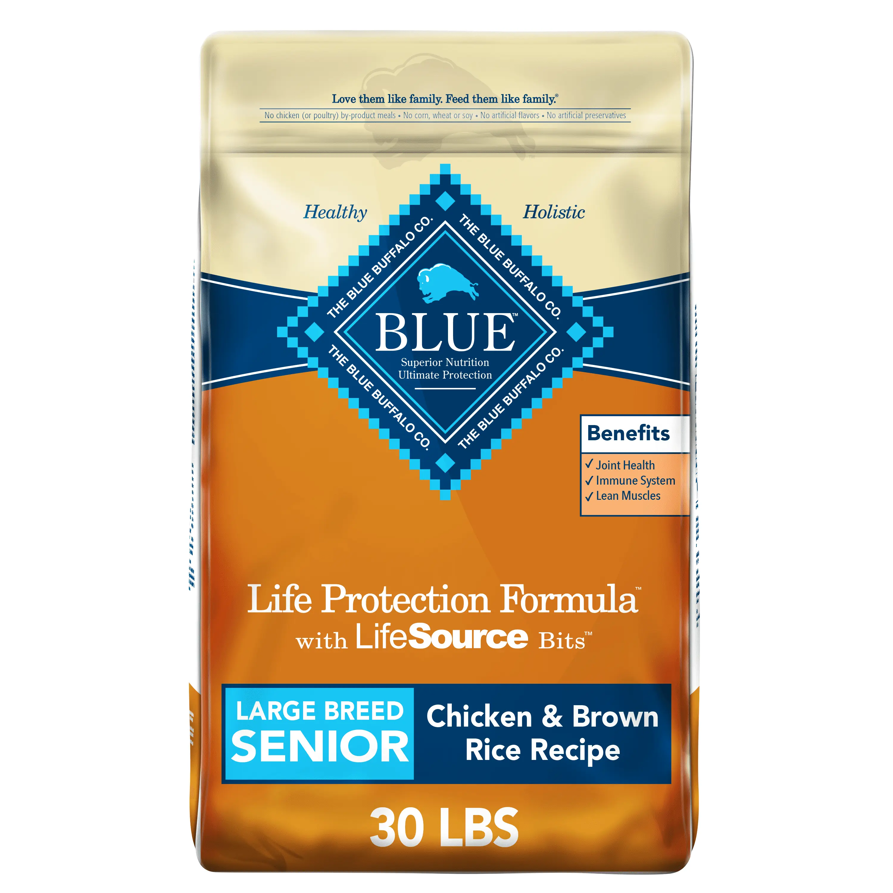 Blue Buffalo Life Protection Formula Large Breed Senior Dog Food. Chicken & Rice. 30 lbs.