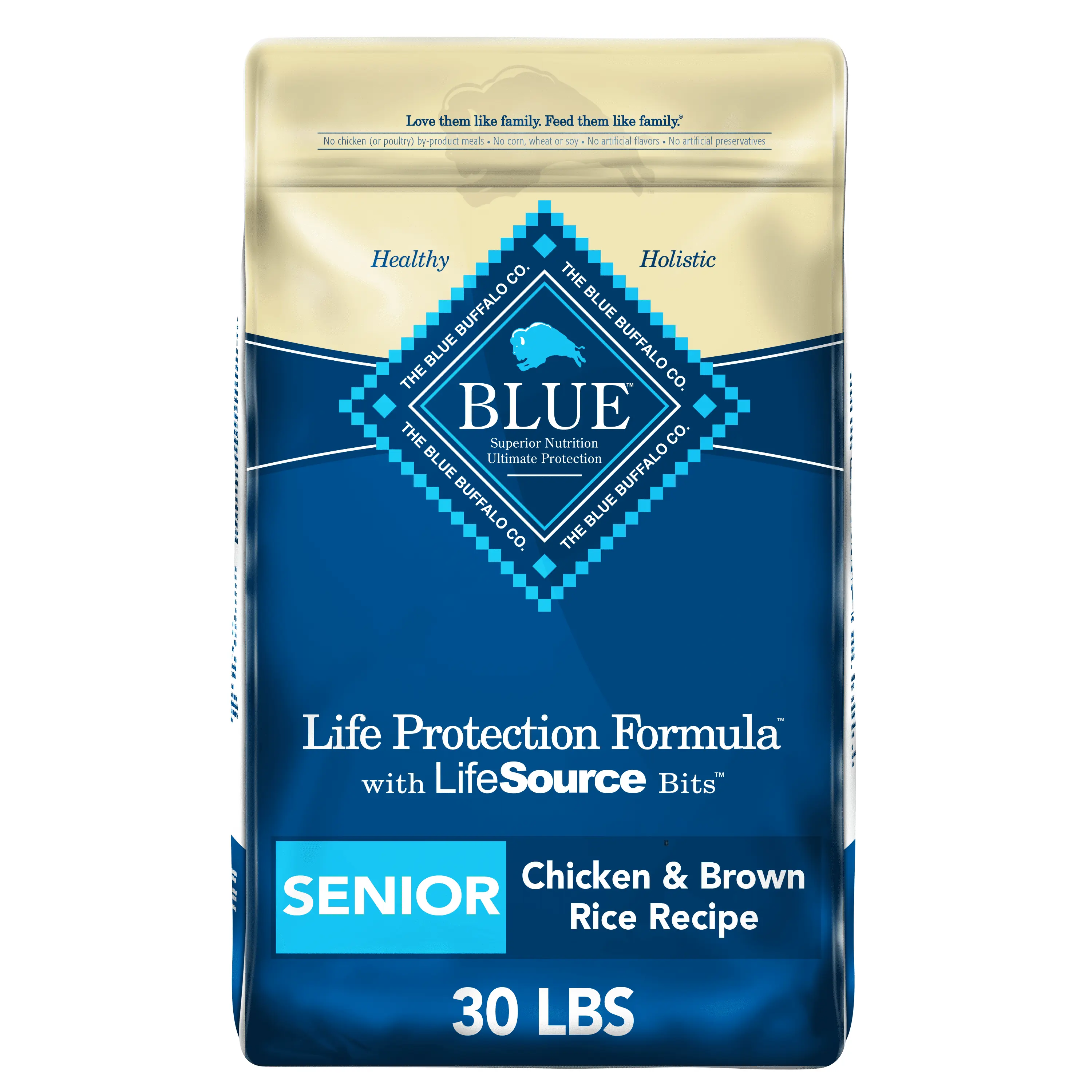 Blue Buffalo Life Protection Formula Senior Dry Dog Food. Chicken & Brown Rice. 30 lbs.