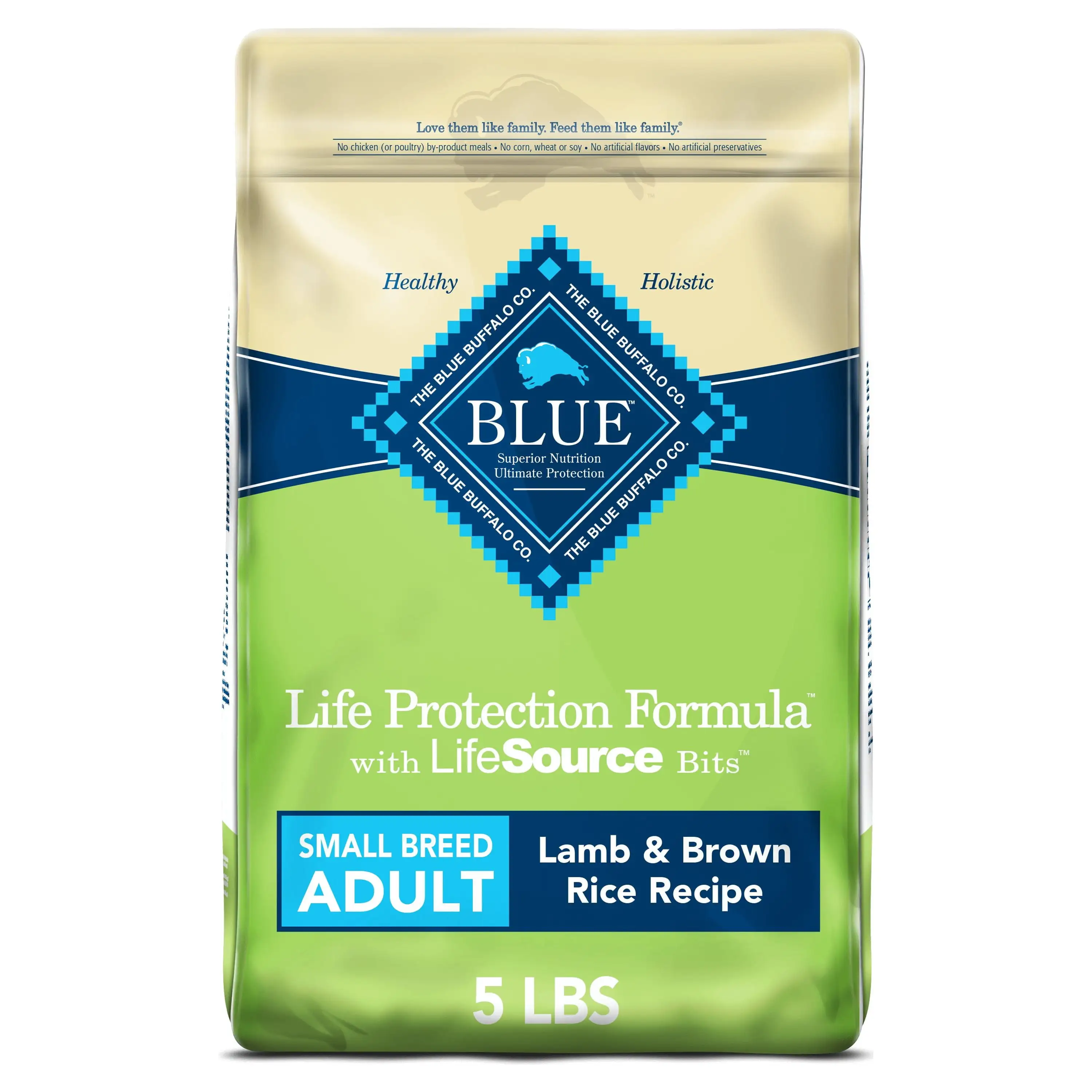 Blue Buffalo Life Protection Formula Small Breed Adult Dry Dog Food. Lamb & Brown Rice. 5 lbs.