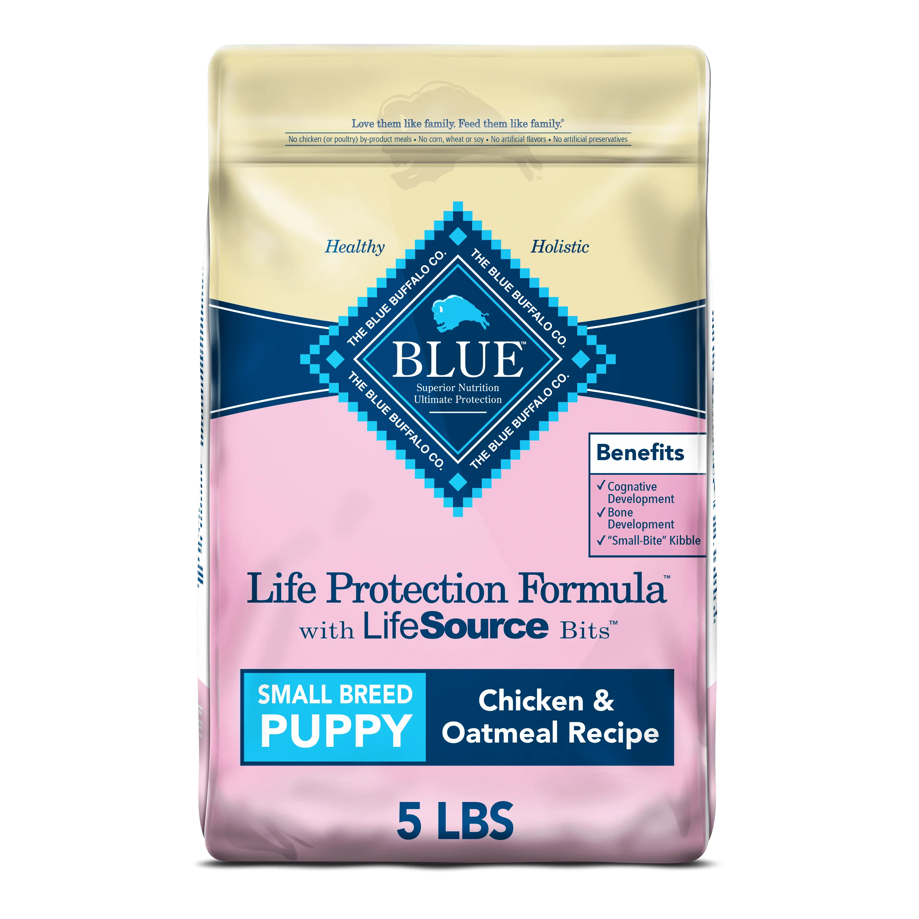 Blue Buffalo Life Protection Formula Small Breed Dry Puppy Food. Chicken & Oatmeal. 5 lbs.