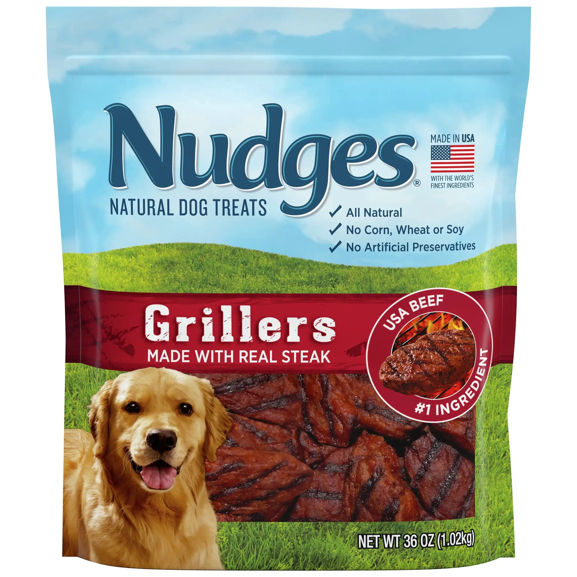 Blue Buffalo Nudges Grillers Natural Dog Treats. Steak. 36oz Bag