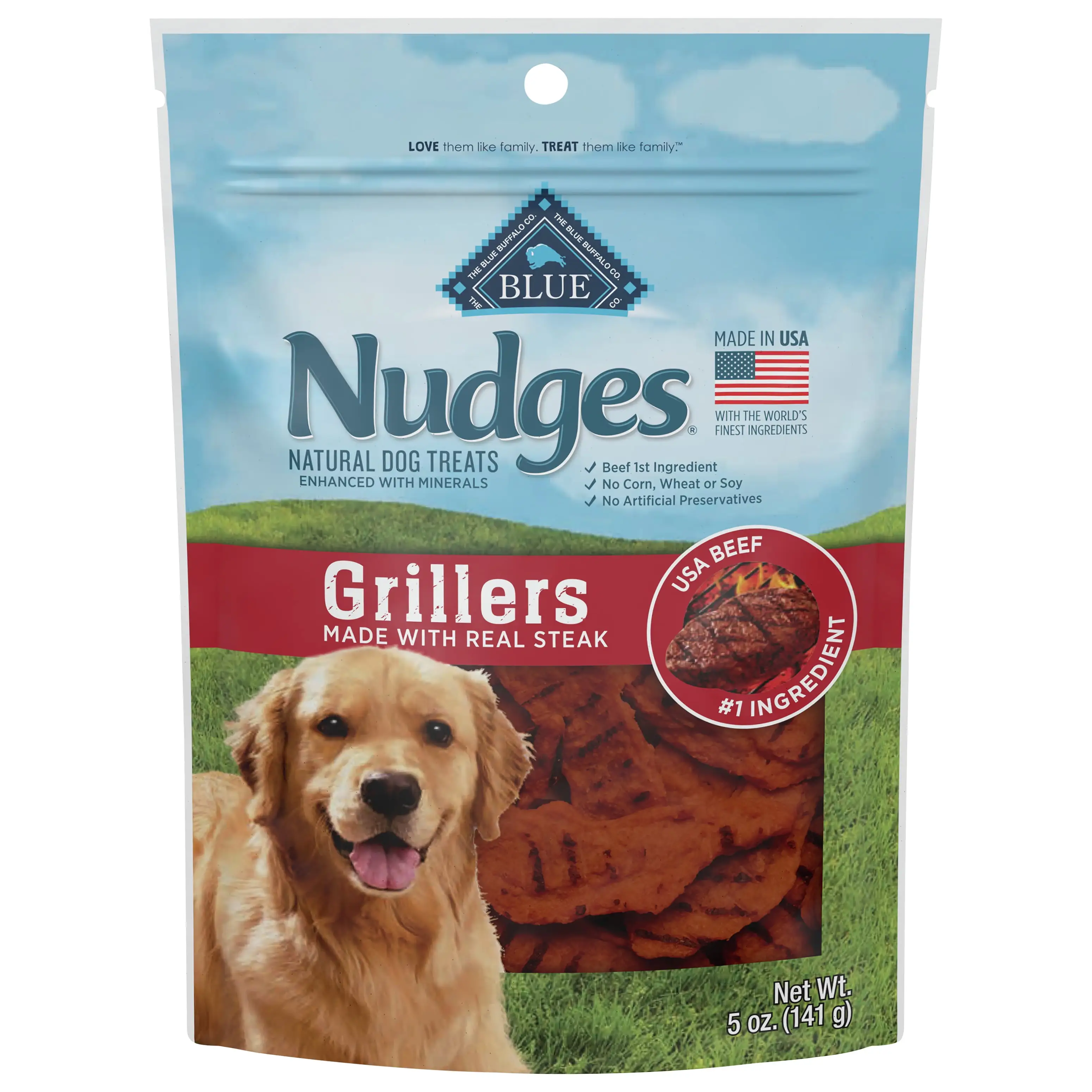 Blue Buffalo Nudges Grillers Natural Dog Treats Steak Bag