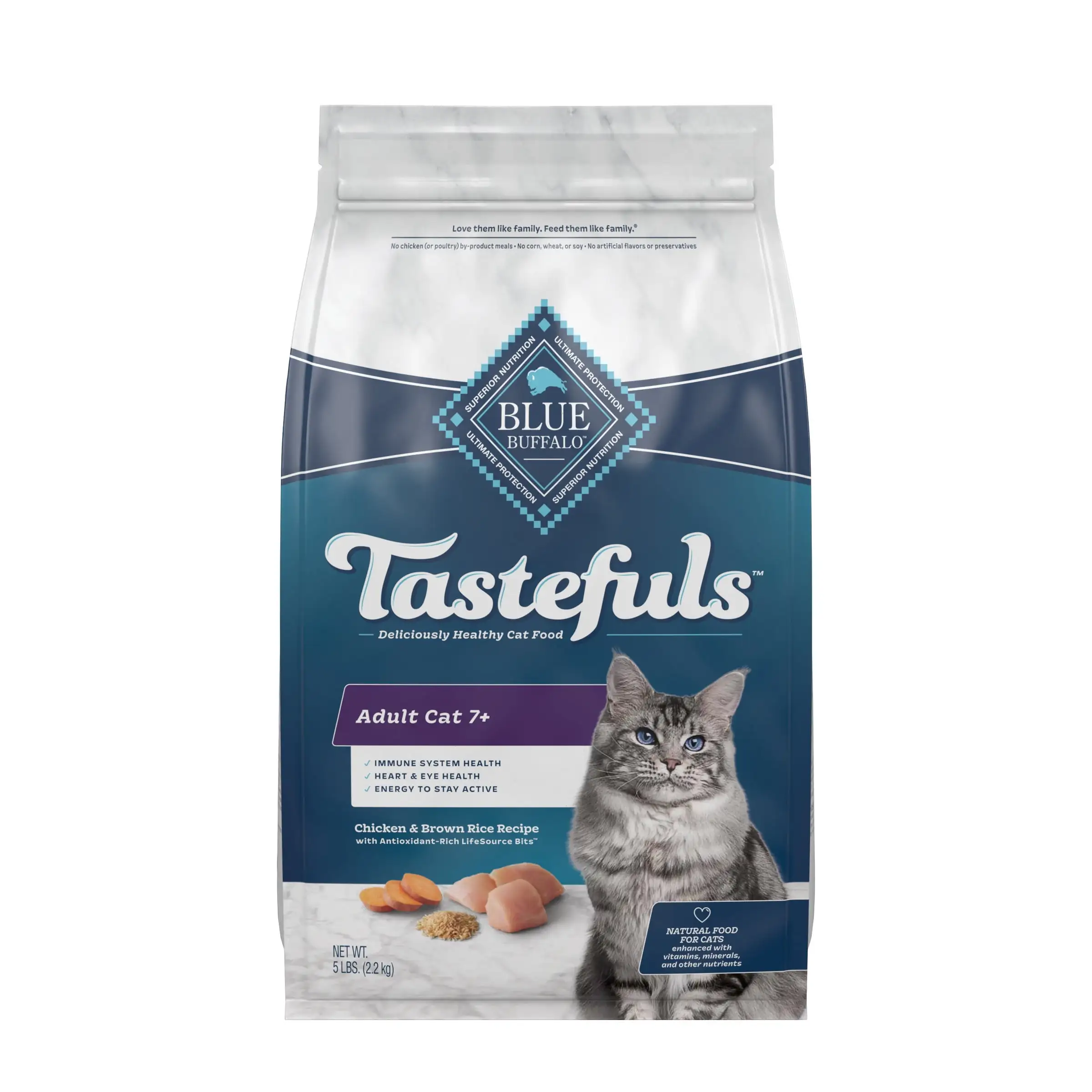 Blue Buffalo Tastefuls Adult 7+ Natural Dry Cat Food. Chicken 5lb Bag