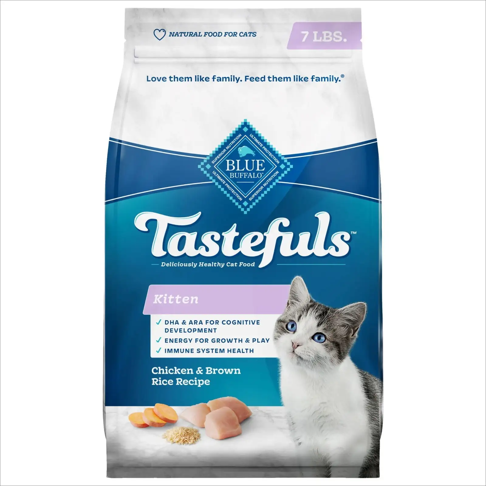 Blue Buffalo Tastefuls Natural Kitten Dry Cat Food. Chicken Recipe. 7-lb. Bag