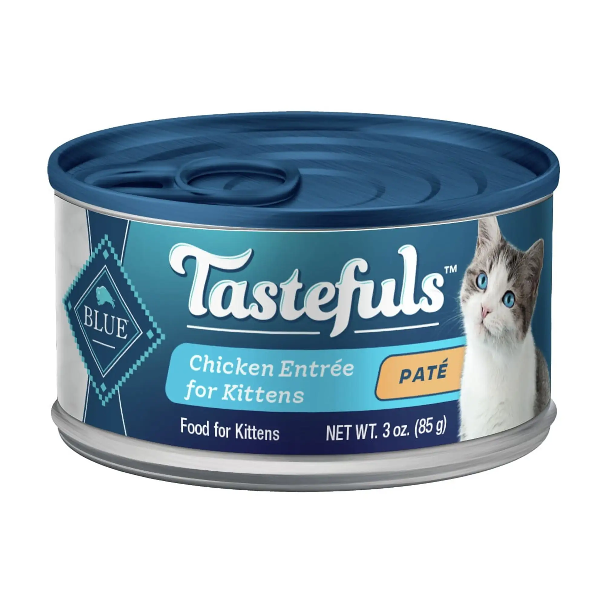 Blue Buffalo Tastefuls Natural Kitten Pate Wet Cat Food. Chicken Entr??e 3-oz Can