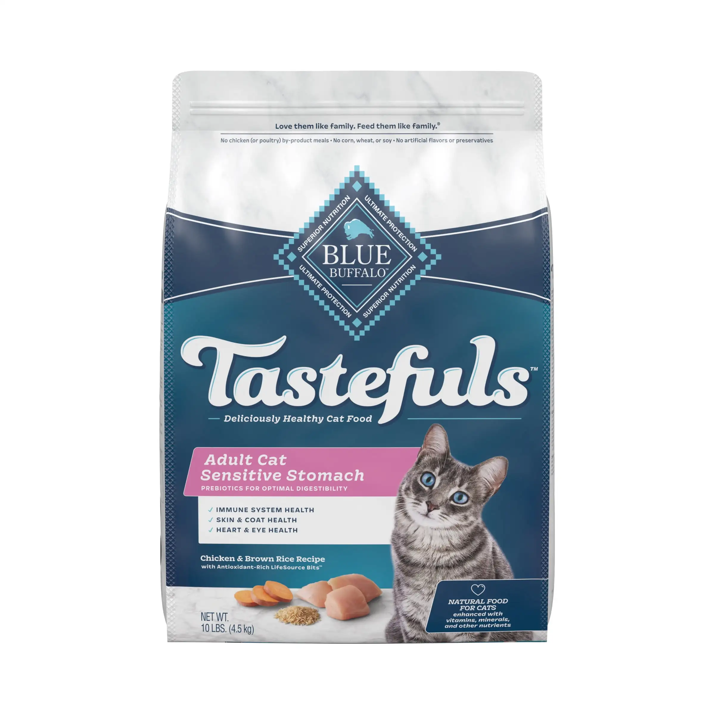 Blue Buffalo Tastefuls Sensitive Stomach Natural Adult Dry Cat Food. Chicken 10lb bag