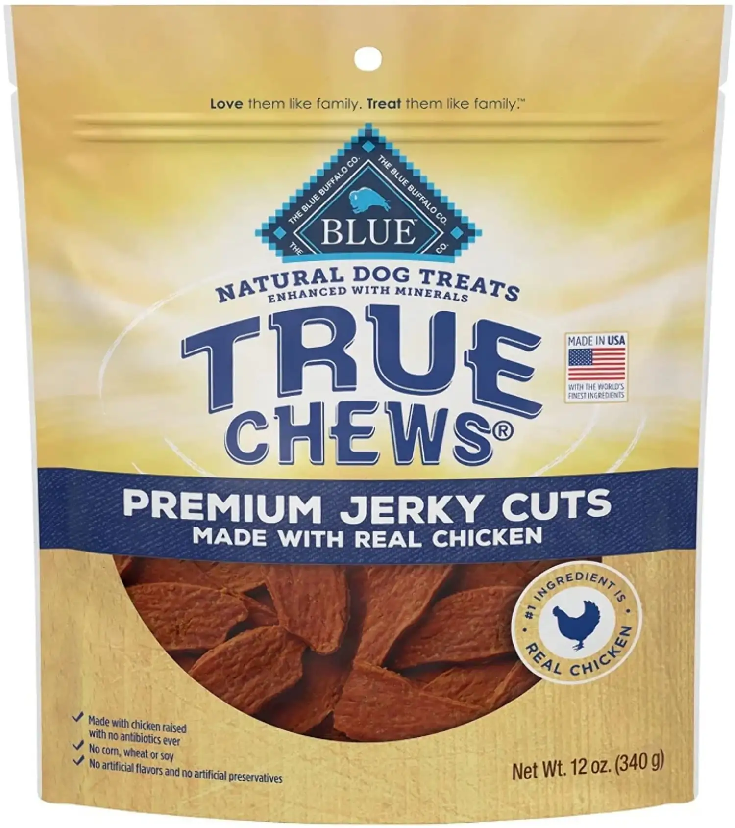 Blue Buffalo True Chews Premium Jerky Cuts Natural Dog Treats. Chicken 12oz