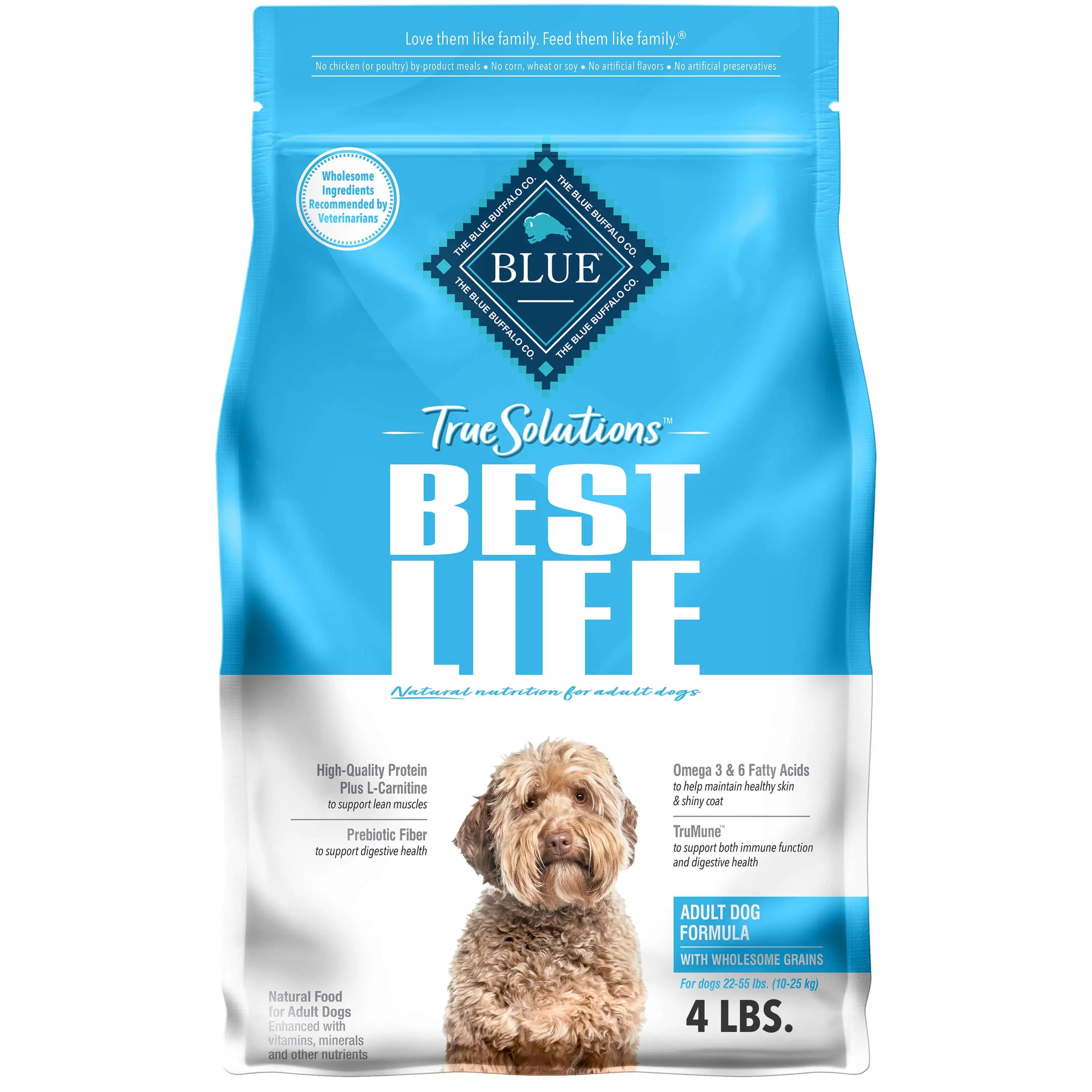 Blue Buffalo True Solutions Best Life Medium Breed Chicken Dry Dog Food for Adult Dogs. Whole Grain. 4 lb. Bag