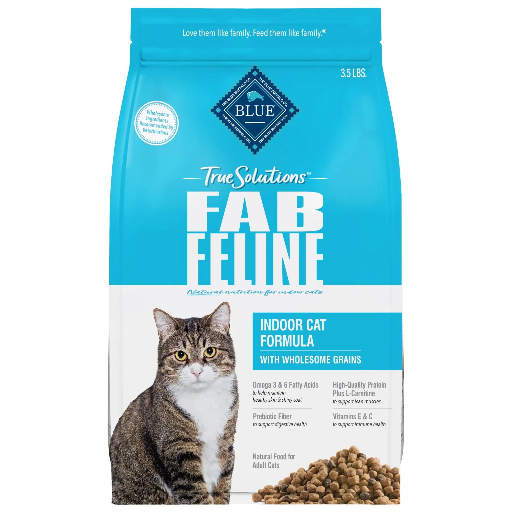 Blue Buffalo True Solutions Fab Feline Dry Cat Food Indoor Cat Formula. Chicken. 3.5 lbs.