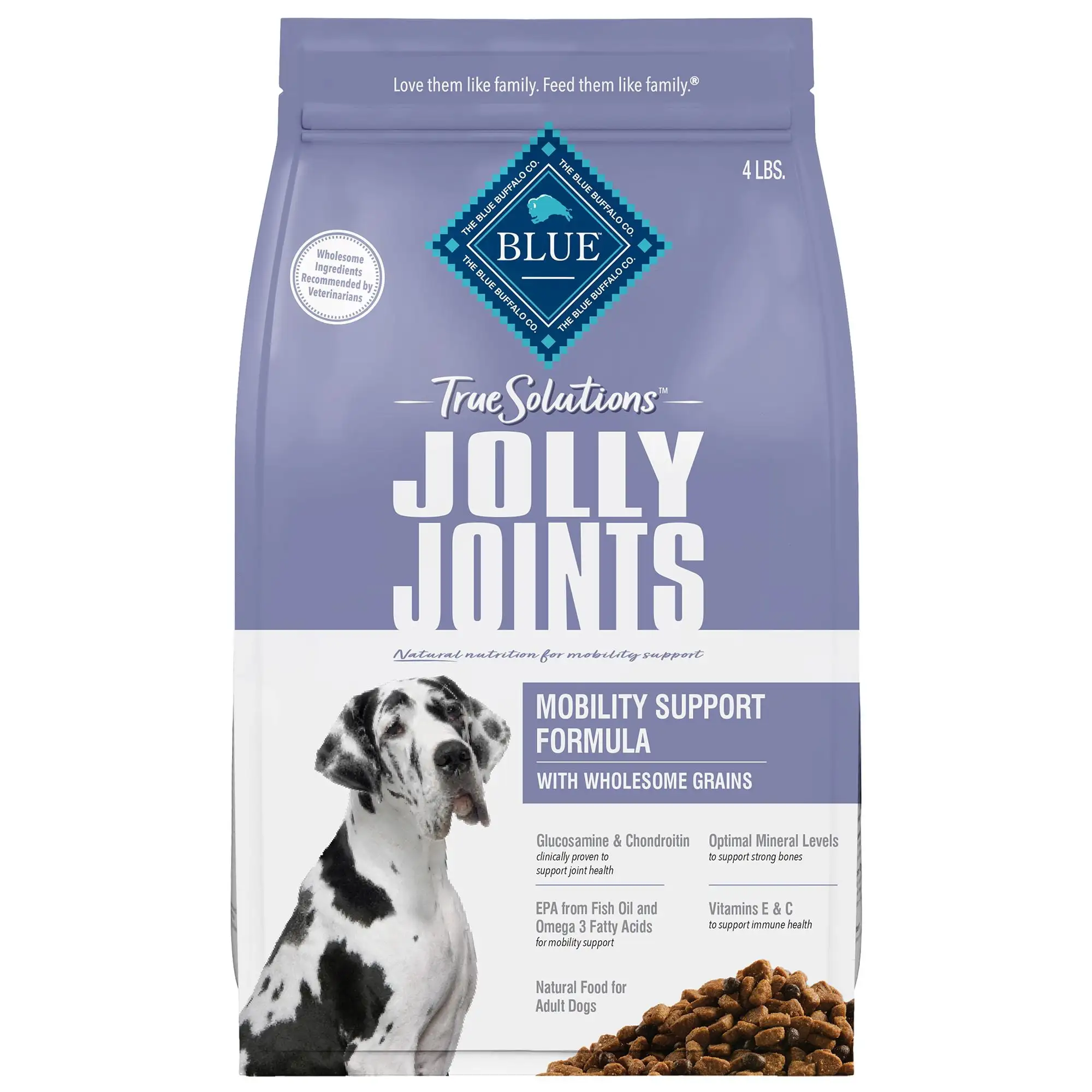 Blue Buffalo True Solutions Jolly Joints Dry Dog Food. Mobility Support. Chicken. 4 lb. Bag