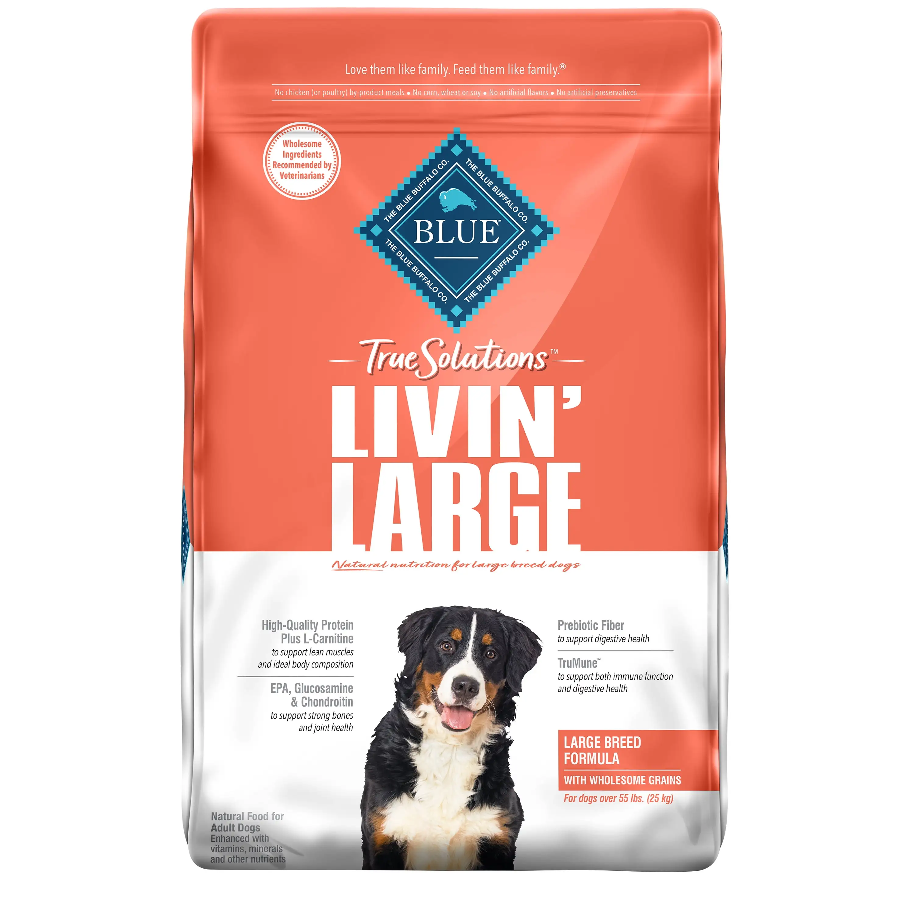 Blue Buffalo True Solutions Livin' Large Breed Chicken Dry Dog Food for Adult Dogs. Whole Grain. 24 lb. Bag