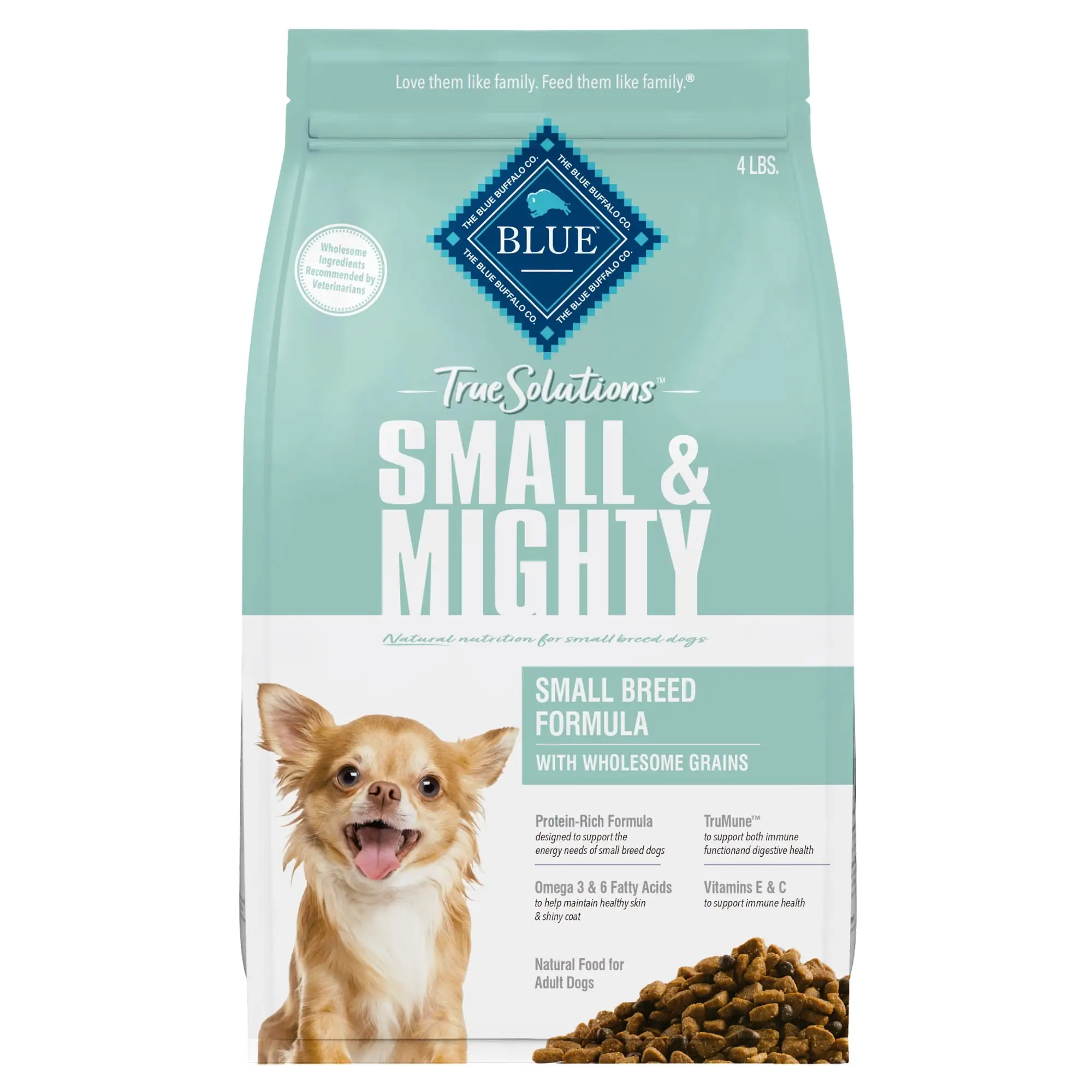 Blue Buffalo True Solutions Small & Mighty Small Breed Dry Dog Food. Chicken. 4-lb. Bag