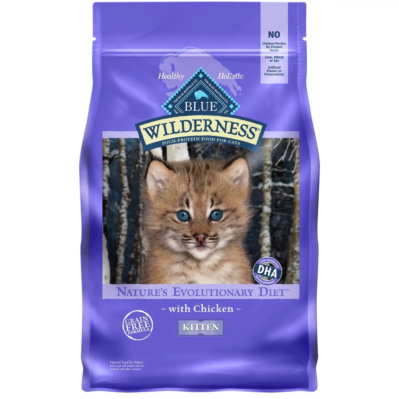 Blue Buffalo Wilderness High Protein Chicken Dry Cat Food for Kittens. Grain-Free. 4 lb. Bag