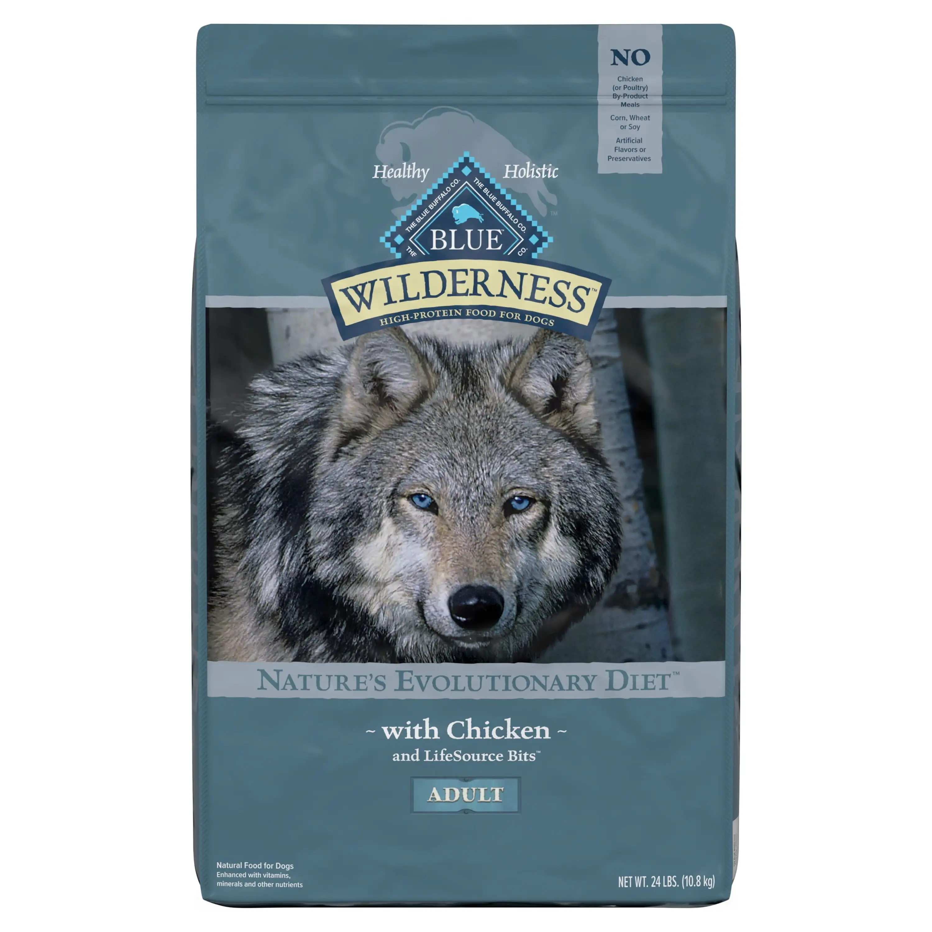 Blue Buffalo Wilderness High Protein Chicken Dry Dog Food for Adult Dogs. Grain-Free. 24 lb. Bag