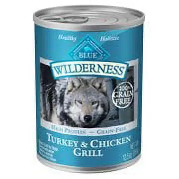 Blue Buffalo Wilderness High Protein Grain Free. Natural Adult Wet Dog Food. Turkey & Chicken Grill 12.5-oz can (pack of 12)