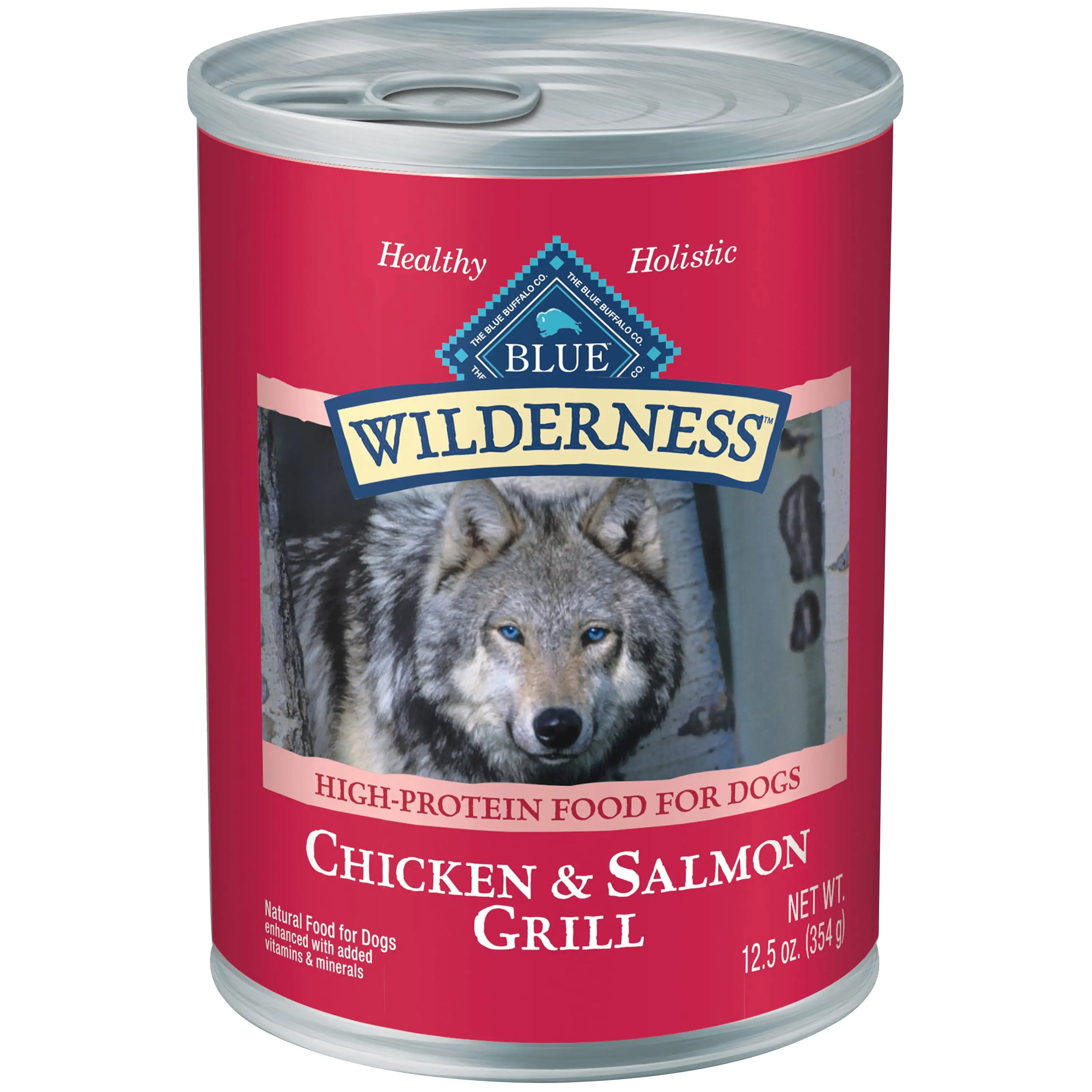 Blue Buffalo Wilderness High Protein. Natural Adult Wet Dog Food. Salmon & Chicken Grill 12.5-oz Can