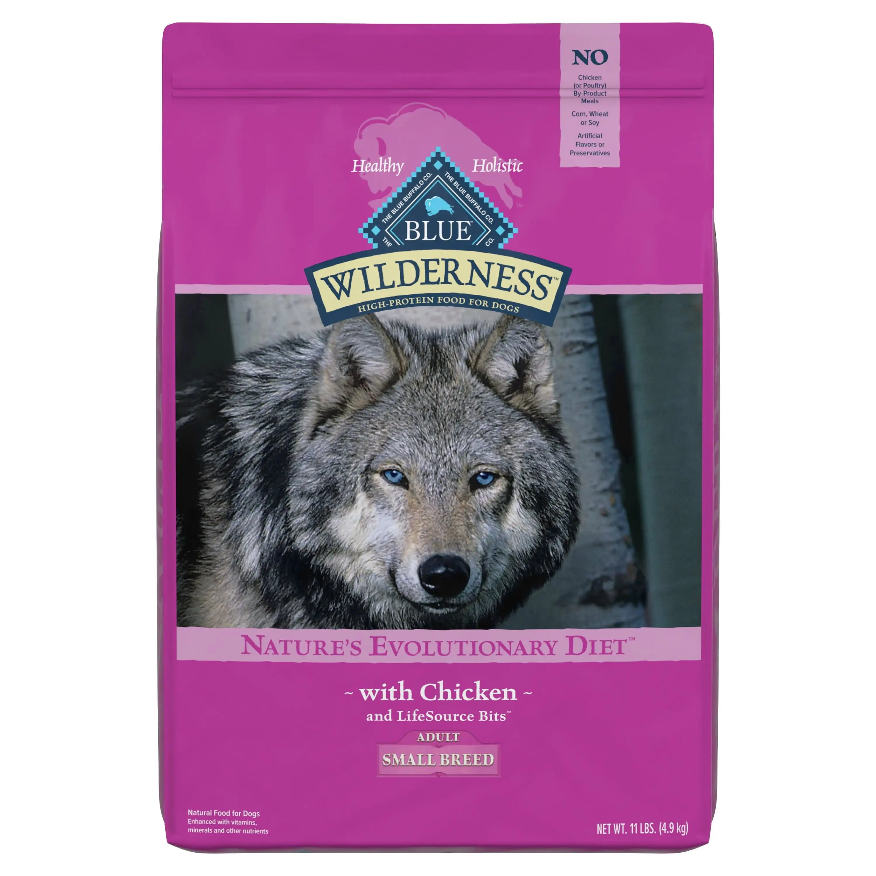 Blue Buffalo Wilderness High Protein Small Breed Chicken Dry Dog Food for Adult Dogs. Grain-Free. 11 lb. Bag