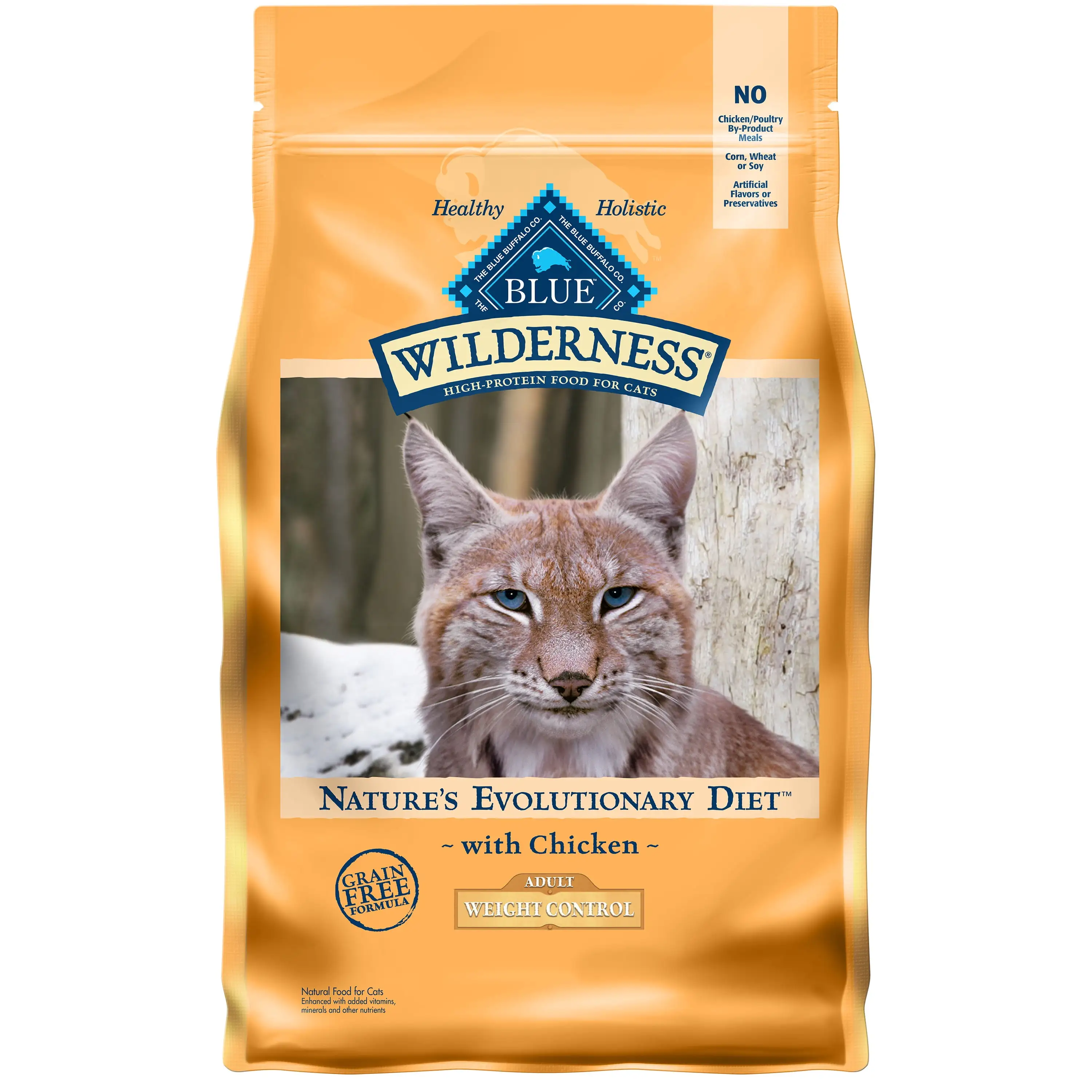 Blue Buffalo Wilderness High Protein Weight Control Chicken Dry Cat Food for Adult Cats. Grain-Free. 4 lb. Bag