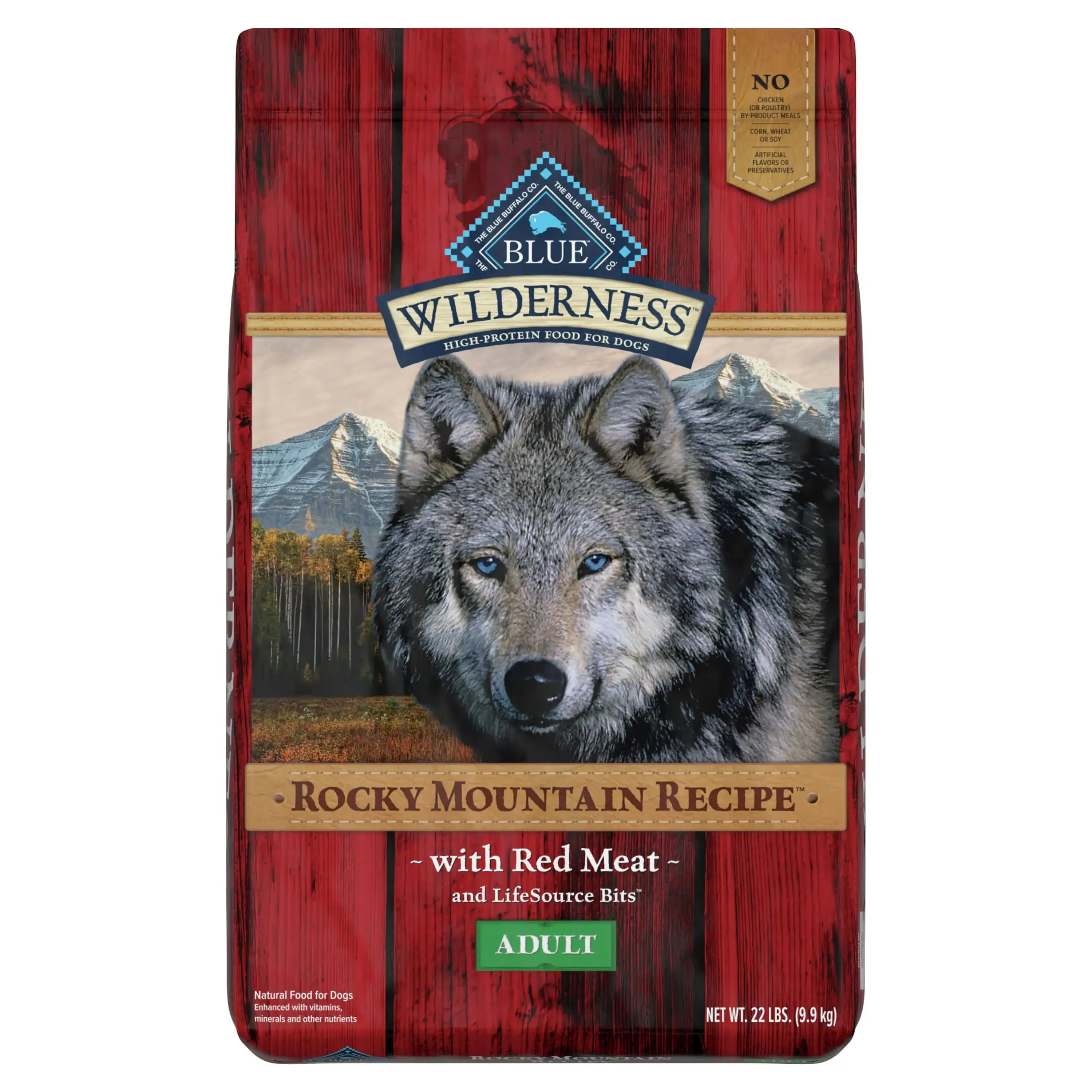 Blue Buffalo Wilderness Rocky Mountain Recipe High Protein Red Meat Dry Dog Food for Adult Dogs. Grain-Free. 22 lb. Bag