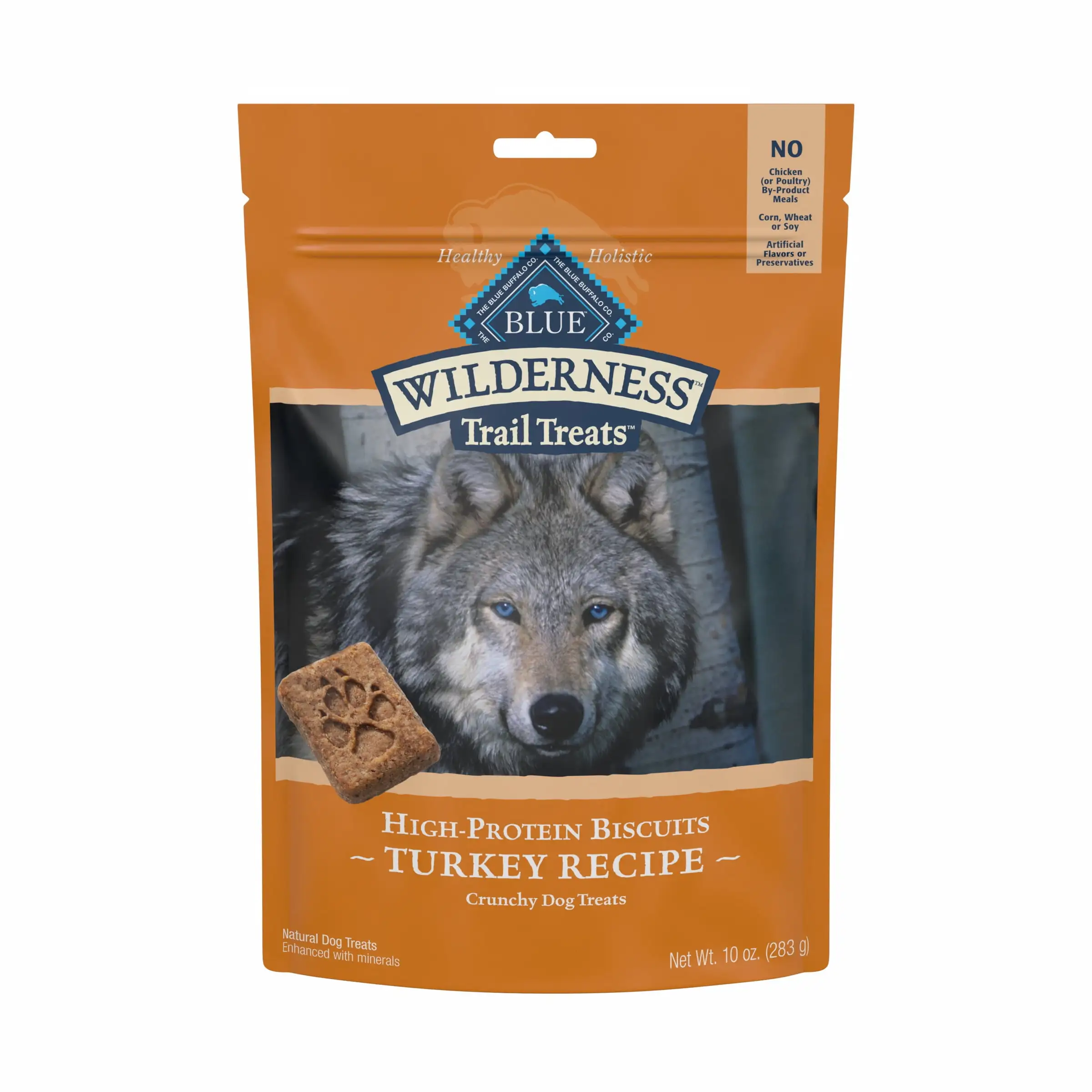 Blue Buffalo Wilderness Trail Treats High Protein Turkey Flavor Crunchy Biscuit Treats for Dogs. Grain-Free. 10 oz. Bag