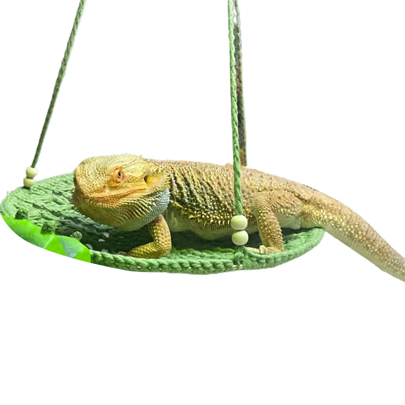 Bluethy Reptile Hammock Hand Woven Strong Load-bearing Gecko Lizard Swing Toy Round Bearded Dragon Swing Hanging Bed