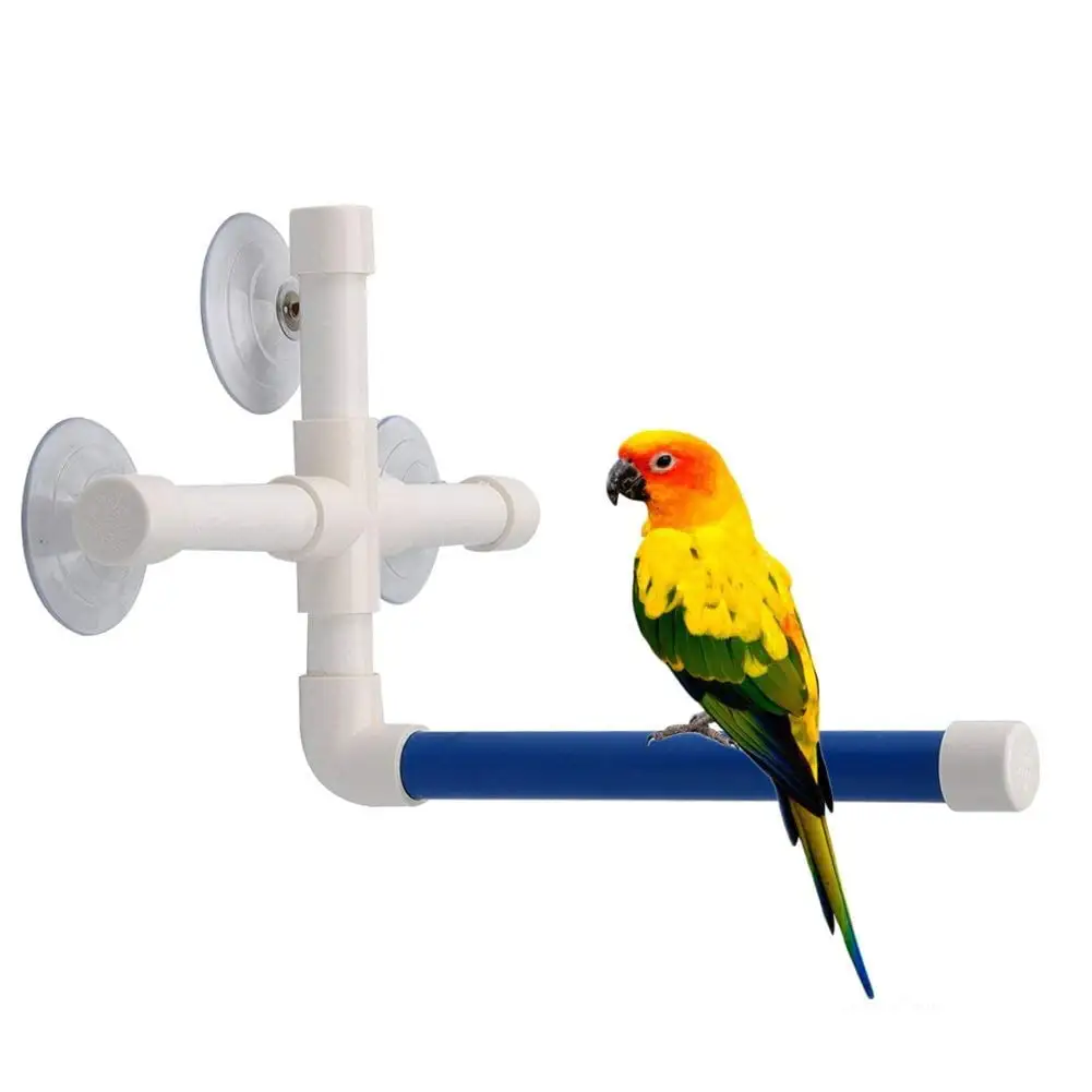 Bobasndm Bird Parrot Stand Perch Bath and Shower Standing Perch Toy Portable Suction Cup Parrot Stands Supplies Holder Platform Parakeet Wall Hanging Window Game