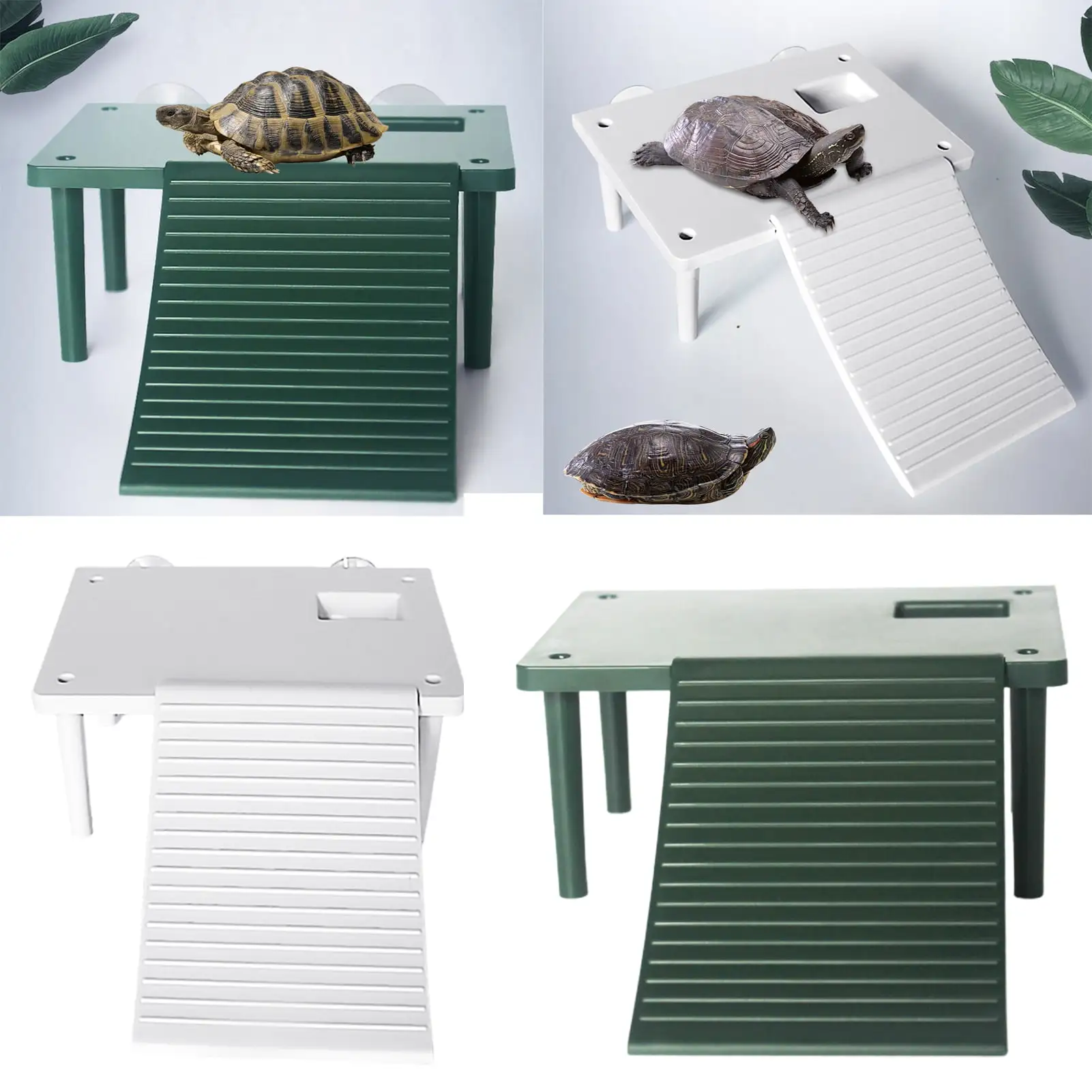 Bobasndm Decorative Turtle Dock Floating Basking Ladder Platform with Ramp