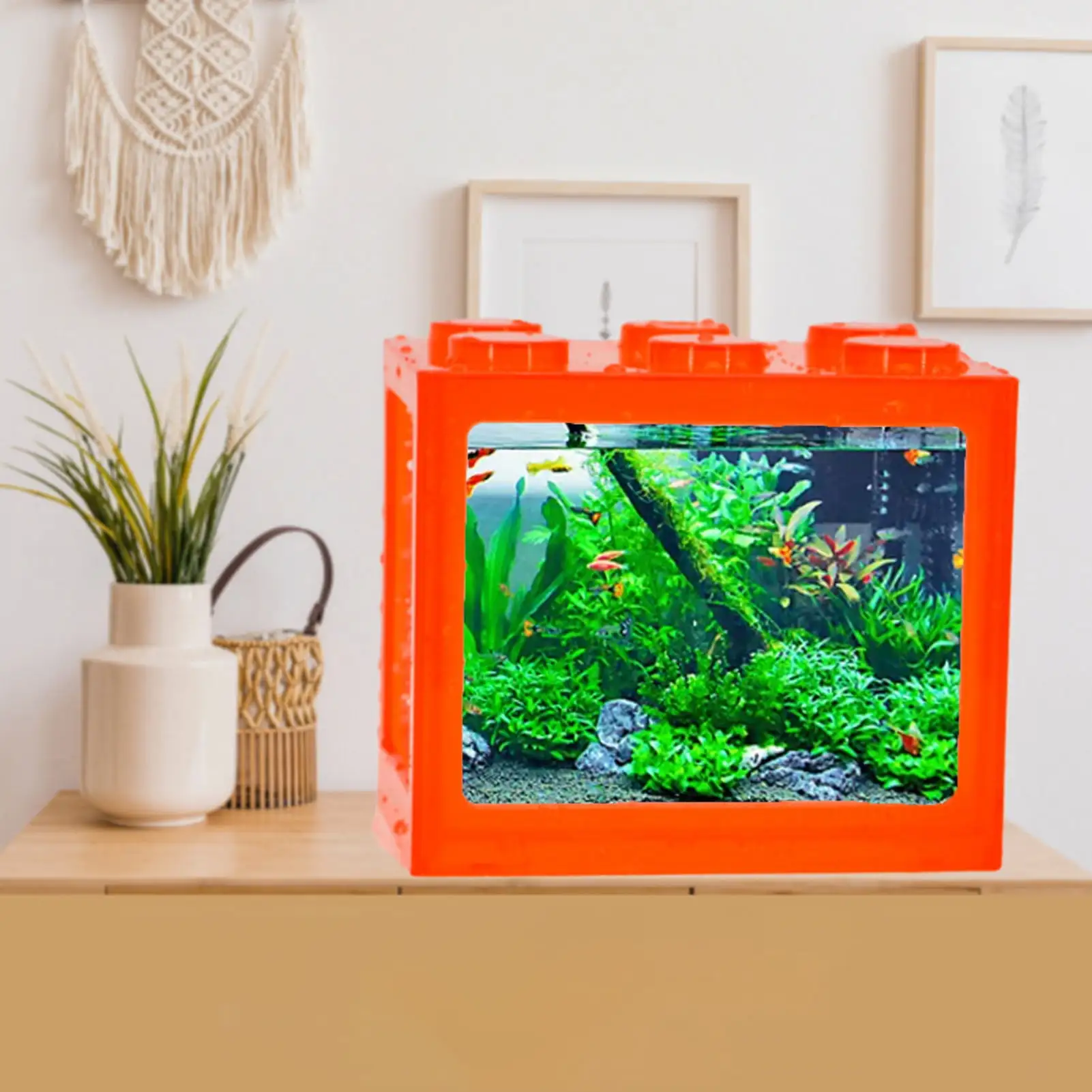 Bobasndm Small Betta Fish Tank. Aquarium Tank Kit. Stackable Betta Fish Tank Set. Fish Bowl Accessories for Turtle Reptile Shrimp Moss Crab Insect Habitat Decoration