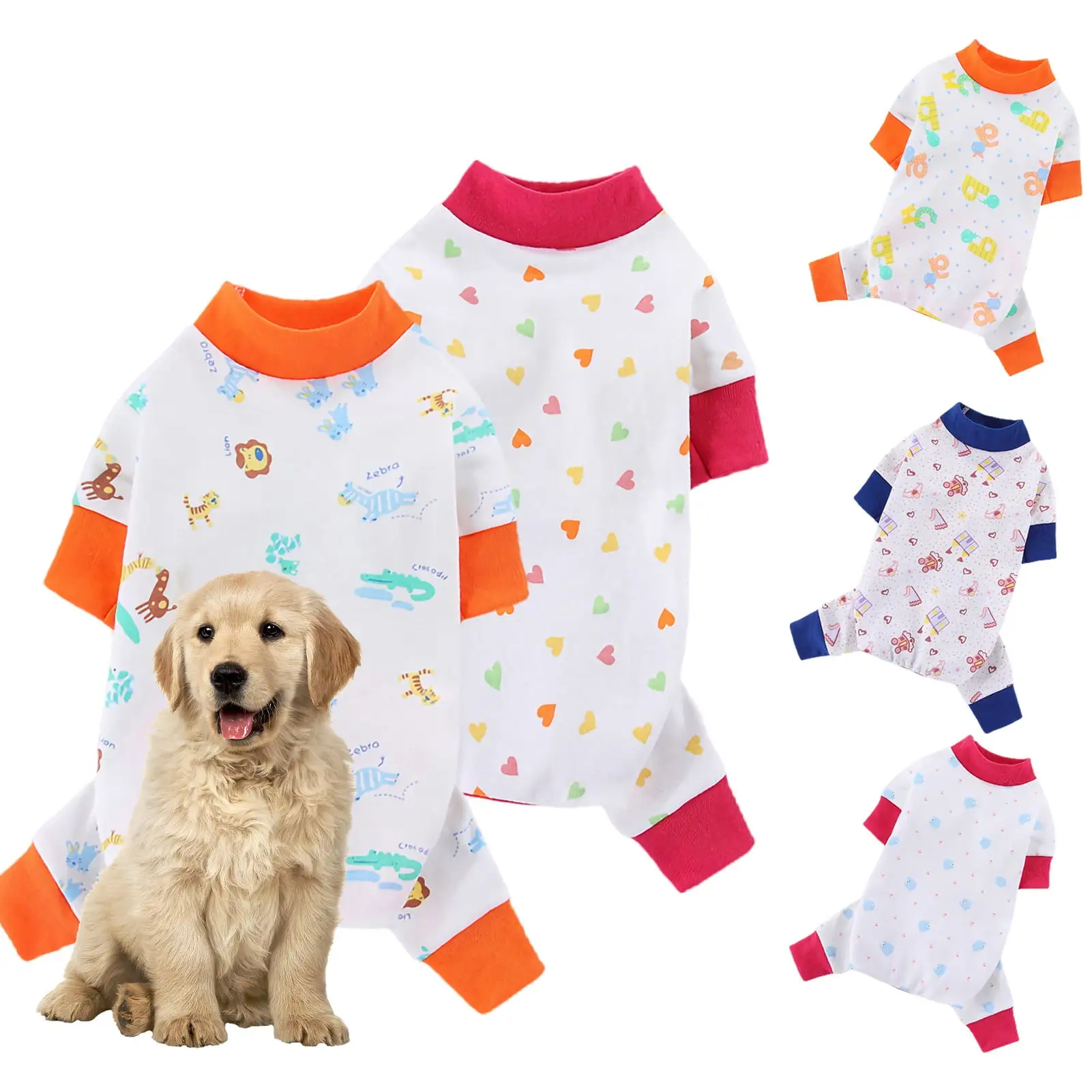 Bobasndm Soft Pure Cotton Dog Pajamas Dog Clothes Pet Jumpsuit Puppy Rompers Pet Dog Daily Party Wear