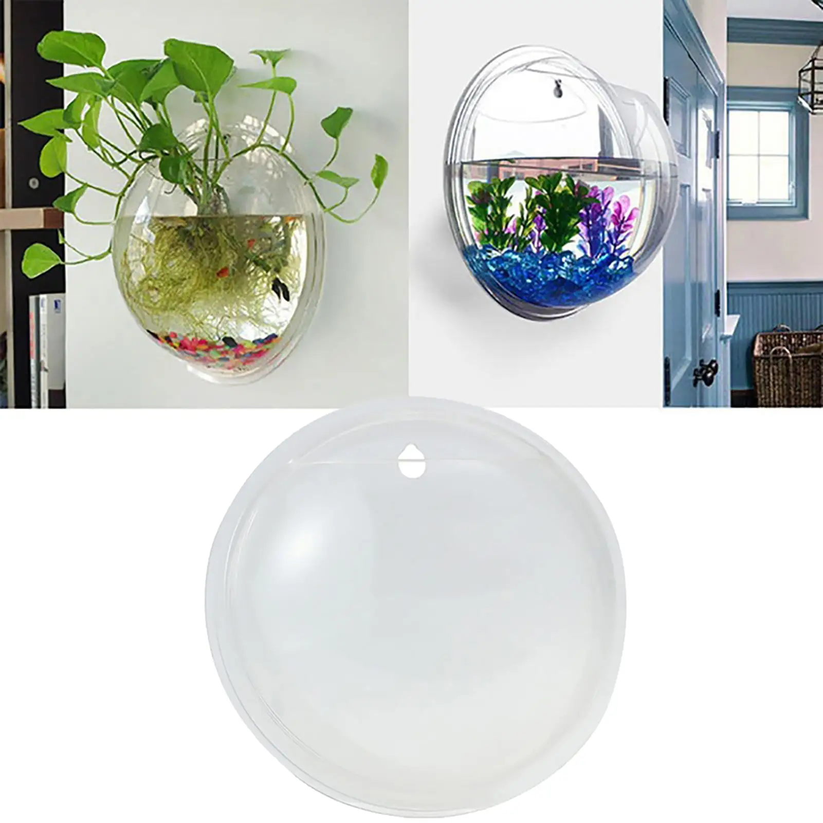 Bolincty Hanging Wall Mounted Fish Tank Bowl Hanging Bowl for Water Plants. Wall Fish Bubble Tank. Aquarium Wall Decor Plant Fish Bubble - Clear