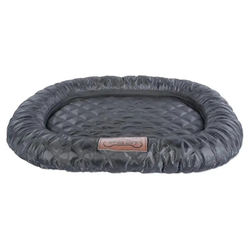 Bone Dry Border Cushion Quilted Padded Pet Mat. Oval Extra Large. 26x39. Black