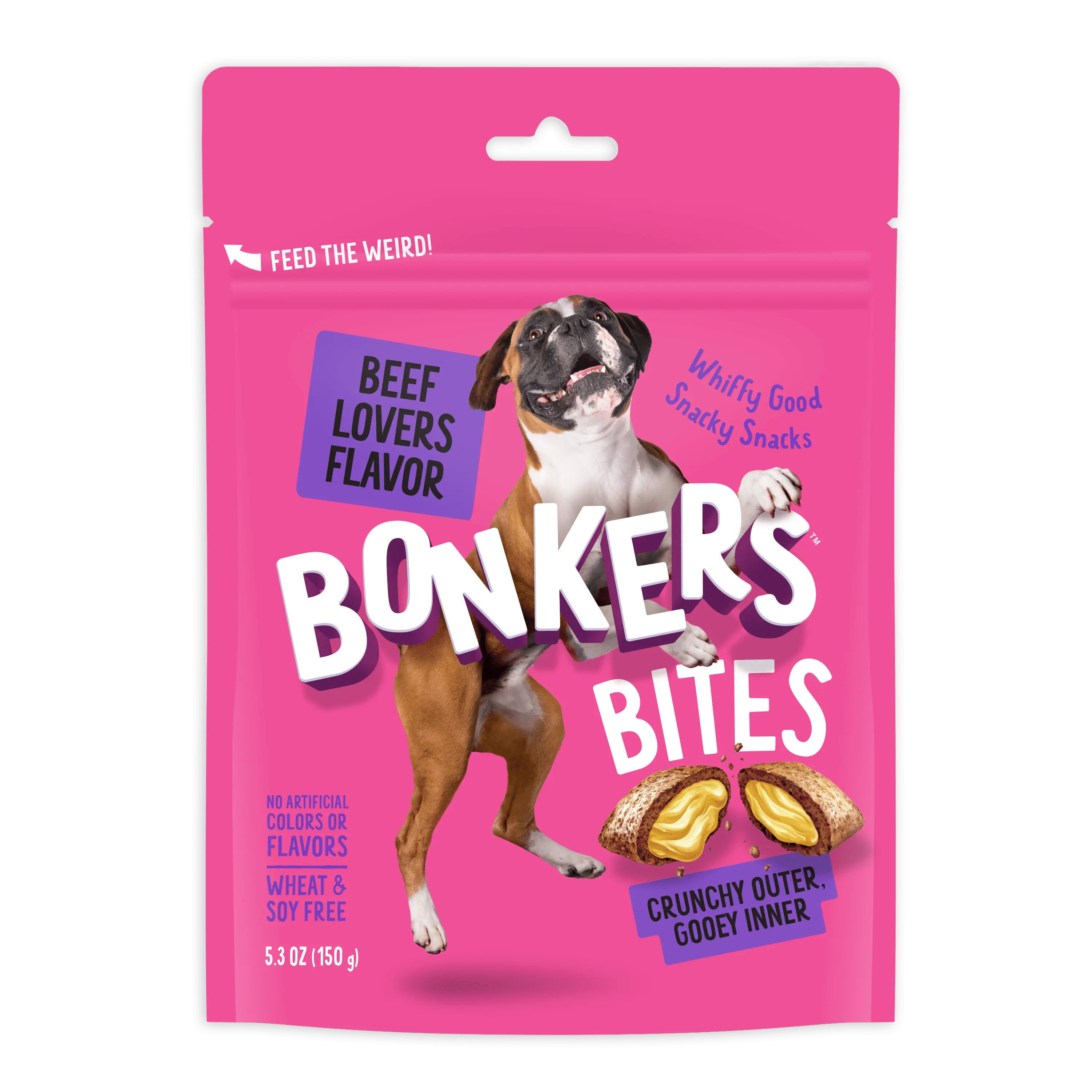 Bonkers Bites Crunchy And Soft Dog Treats Beef Lovers Flavor 5.3Oz