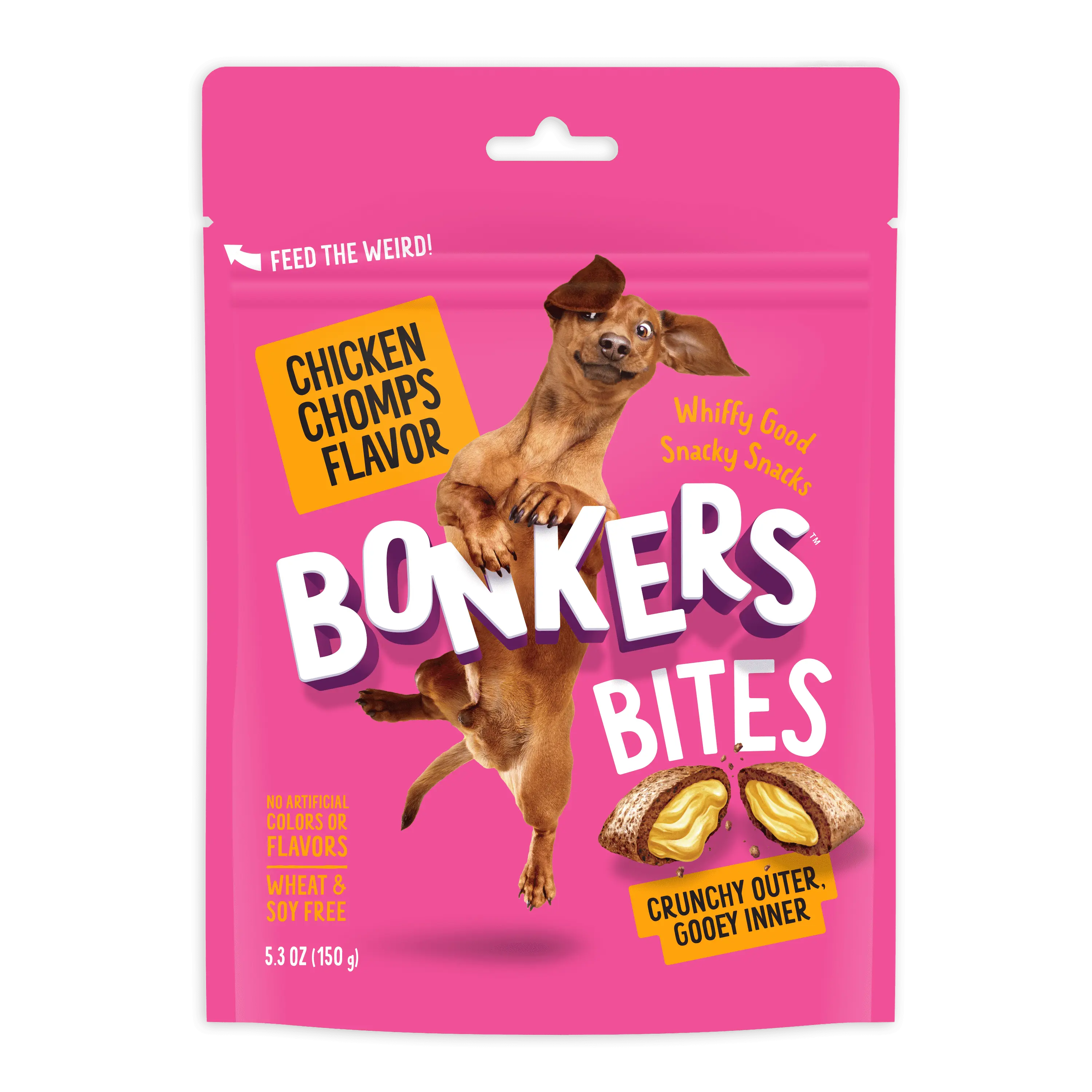 Bonkers Bites Crunchy and Soft Dog Treats Chicken Chomps Flavor 5.3oz